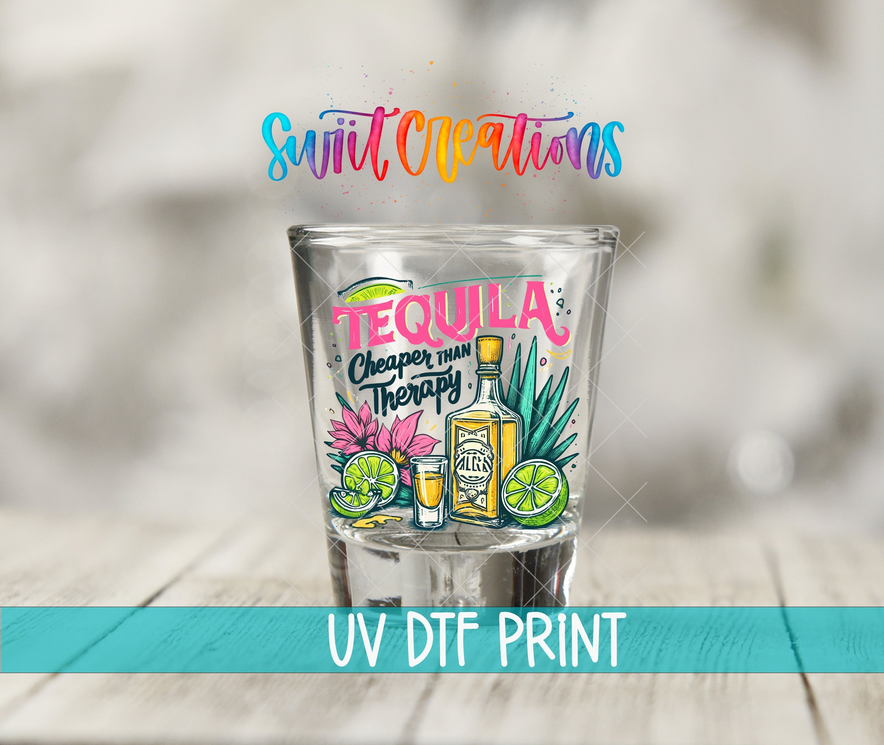Shot Glass UV DTF Tranfers