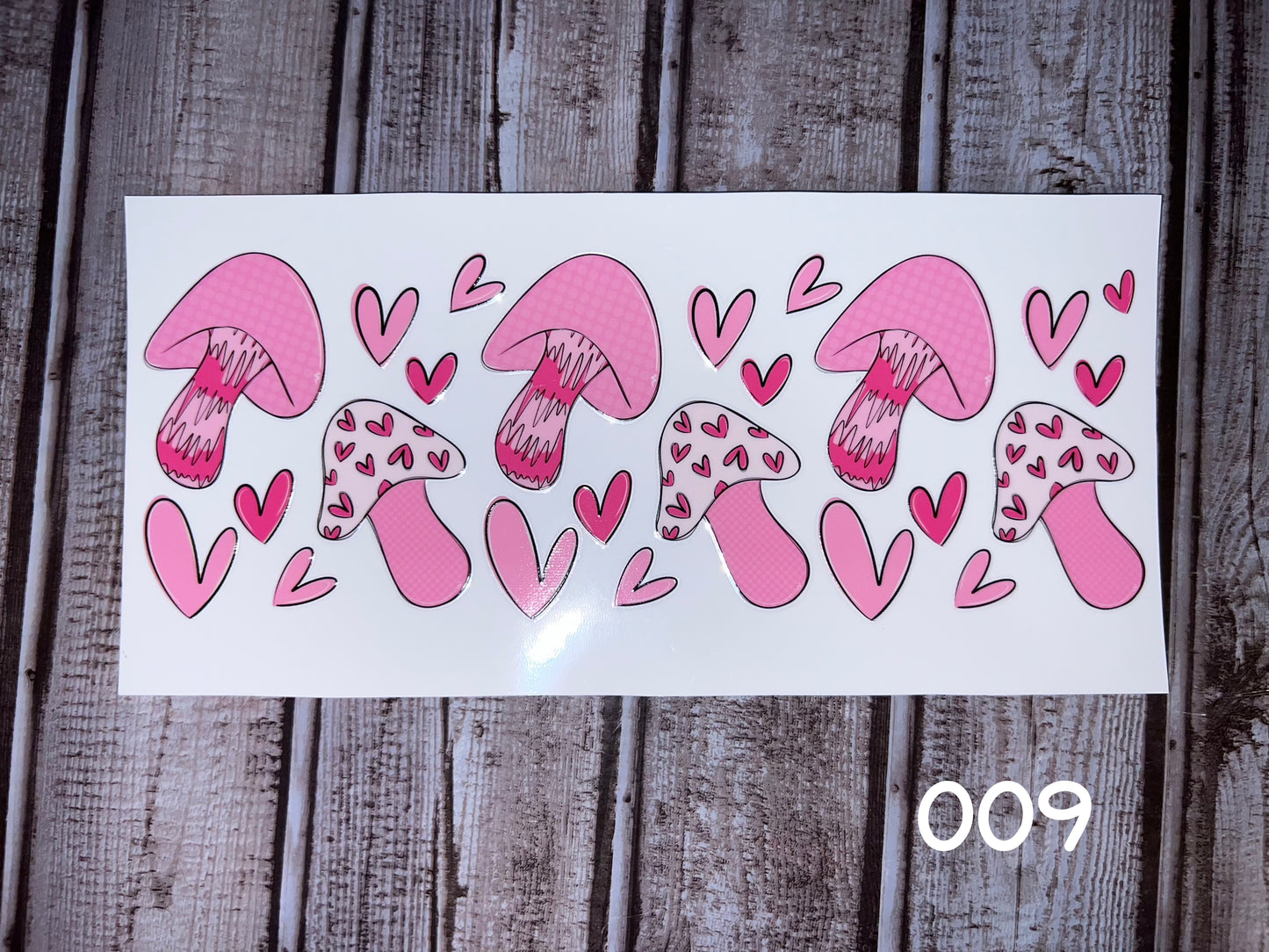 Valentine Mushroom 16oz Cup Wrap - UV DTF - DTF009
