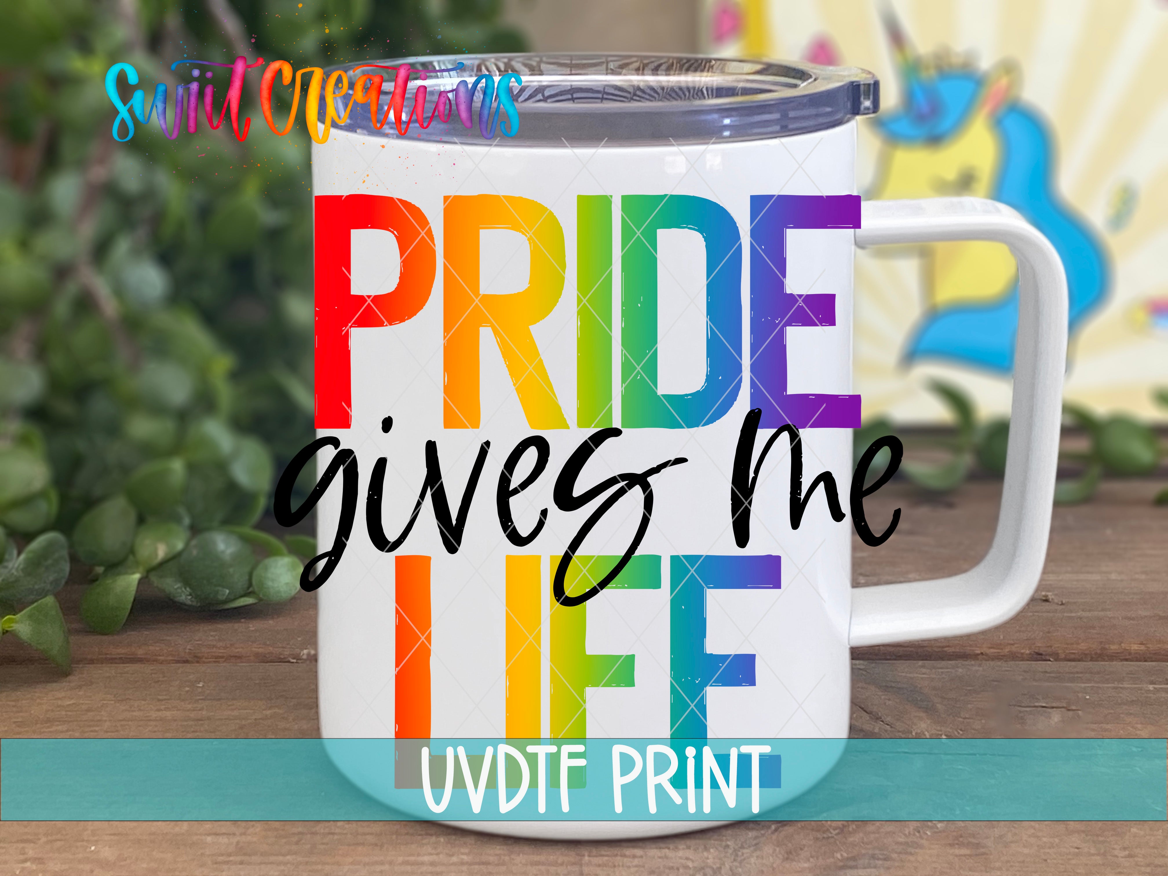 a white coffee mug with the words pride gives me life