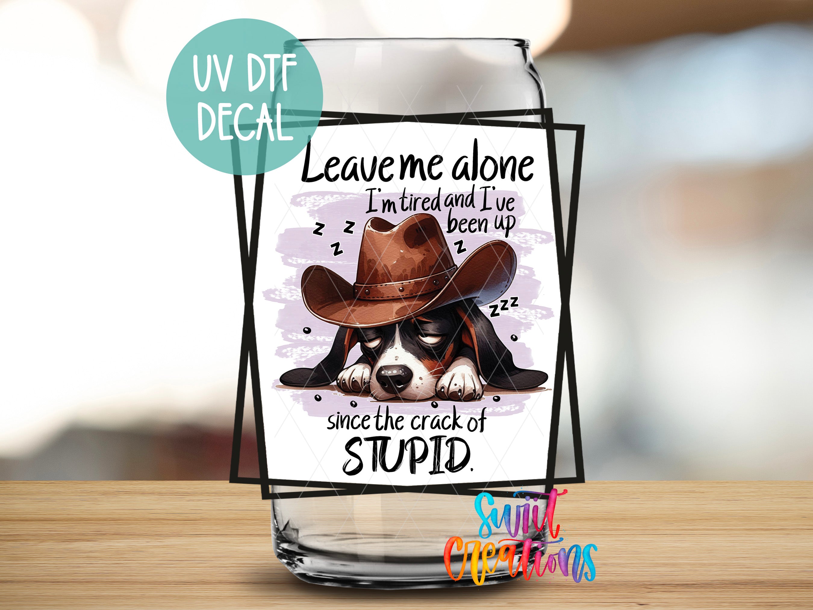 a card with a picture of a dog wearing a cowboy hat