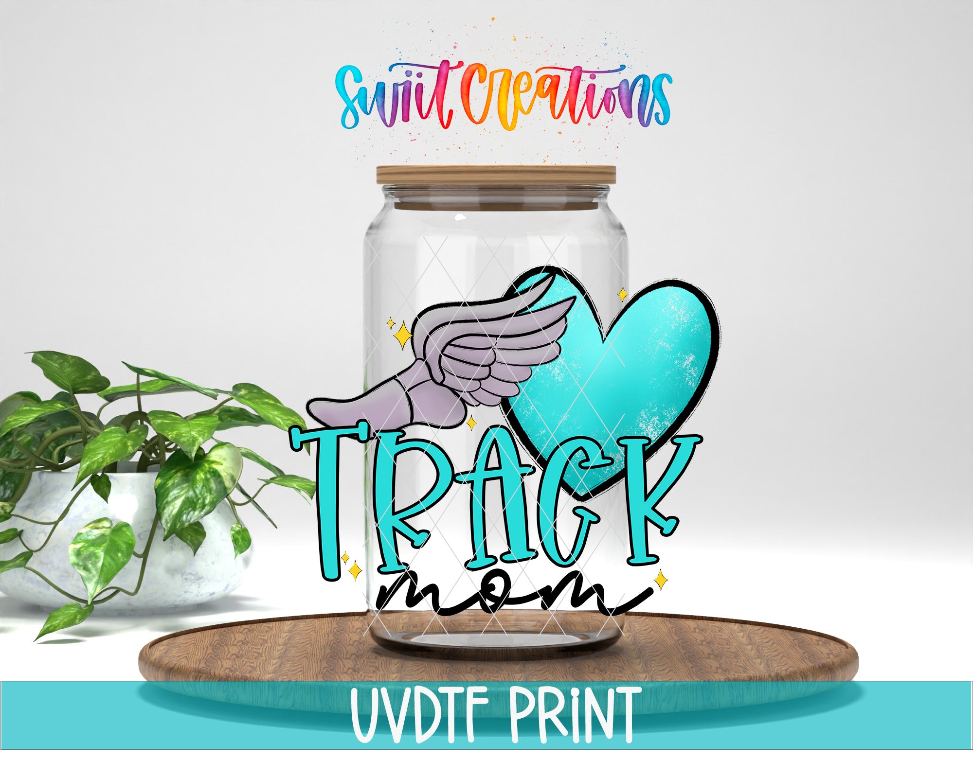 a glass jar with a heart inside of it