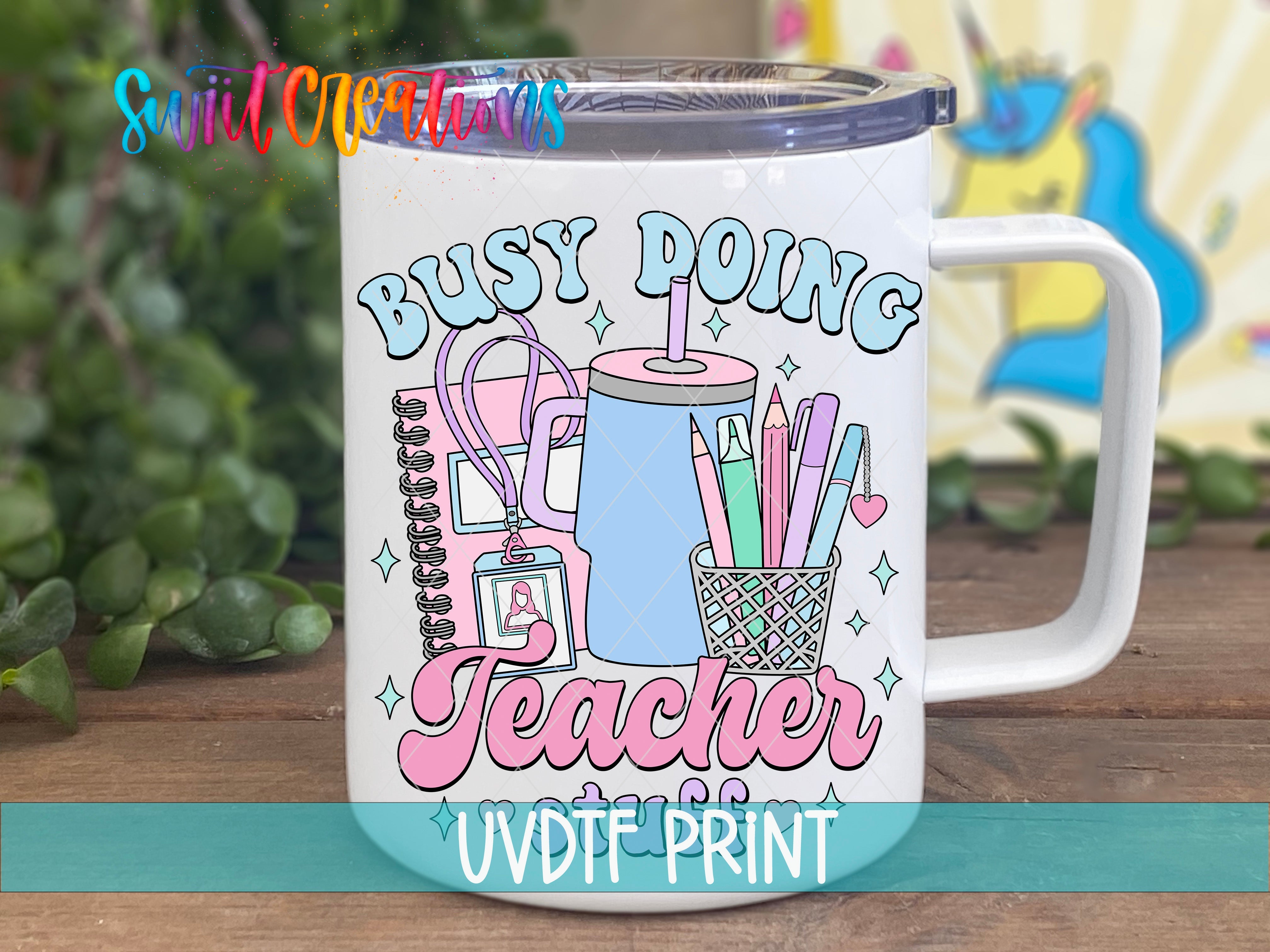 a coffee mug with the words busy pong teacher on it
