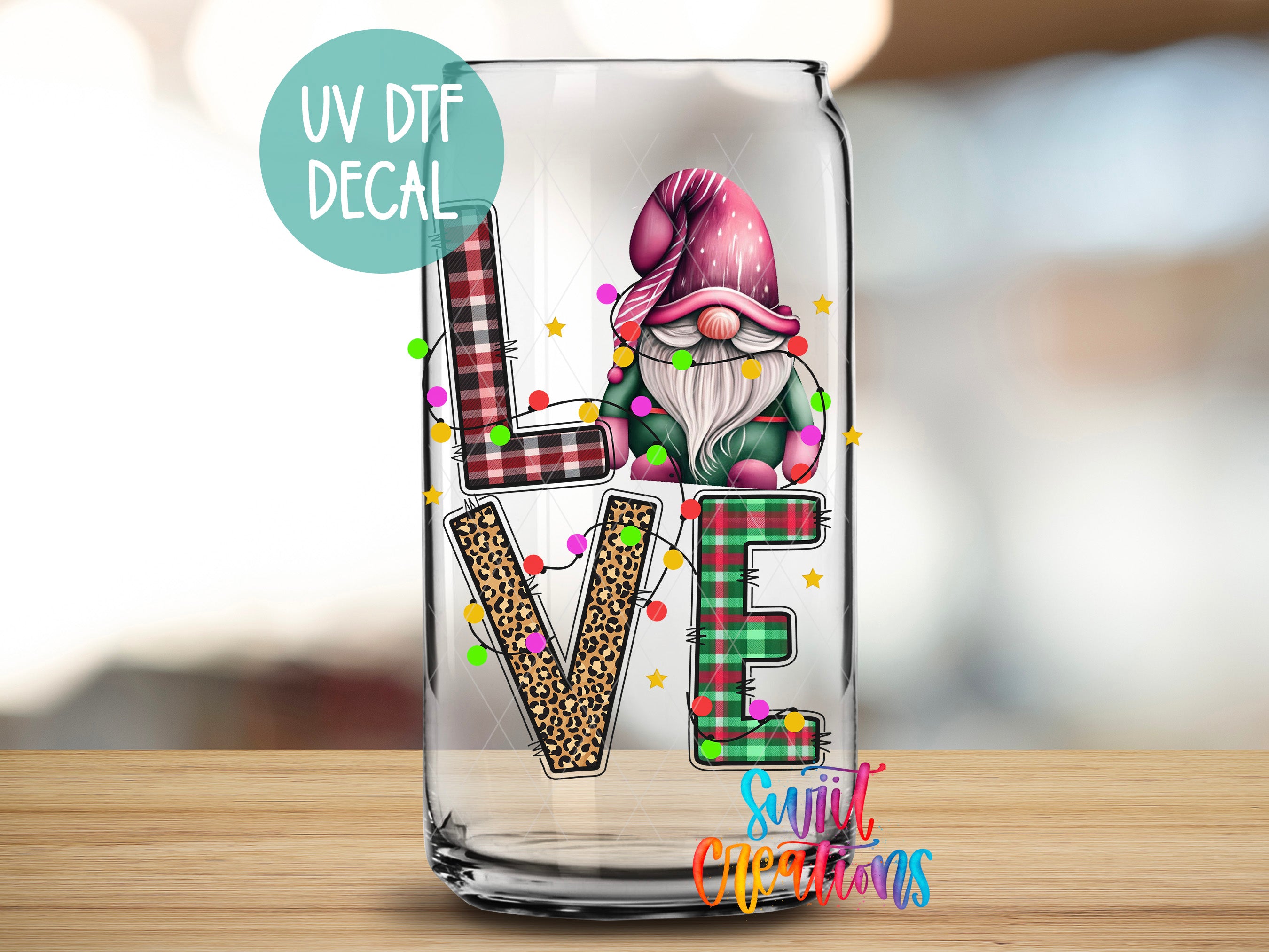 a glass with the word love painted on it