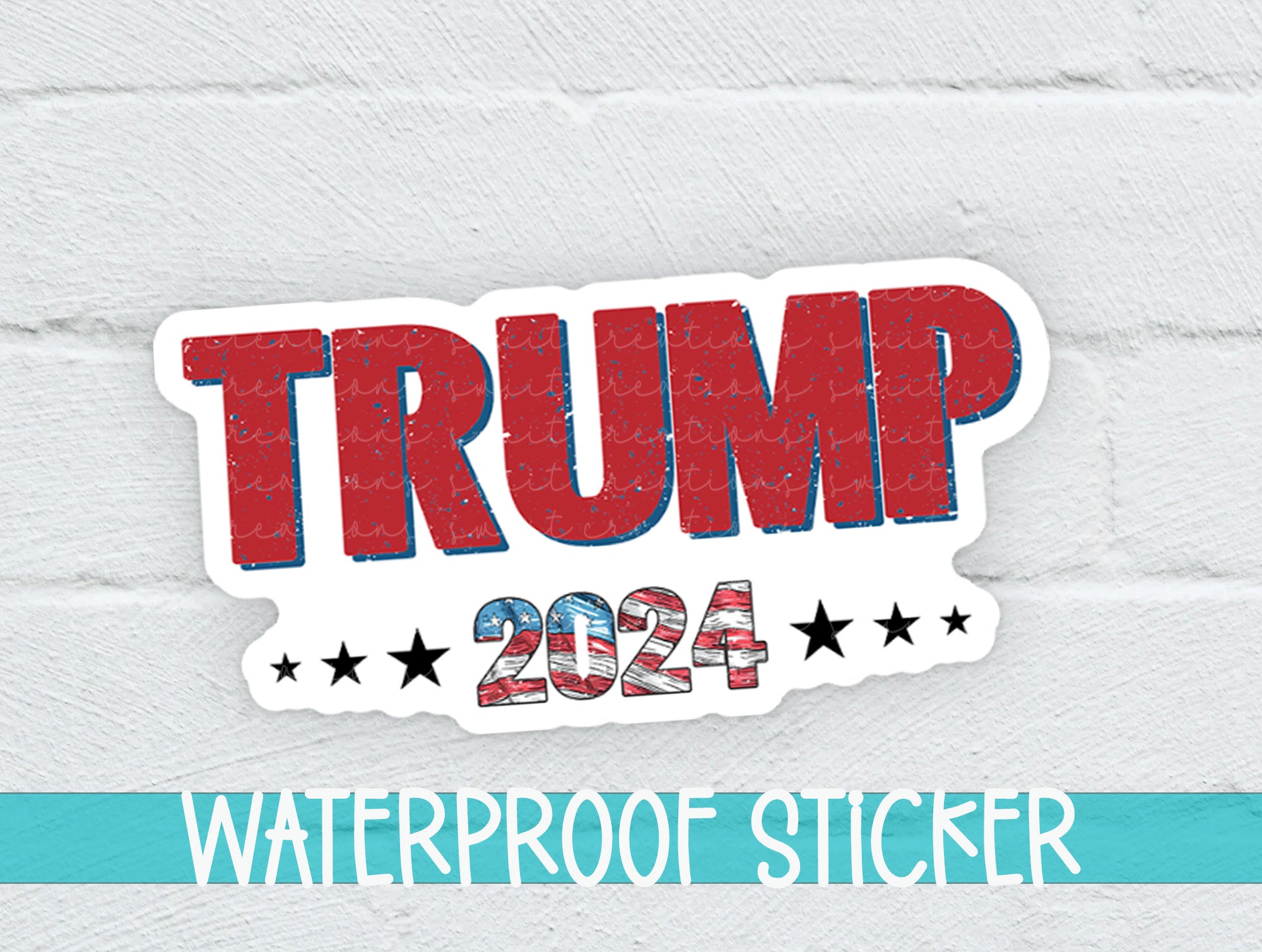 a sticker that says trump on it