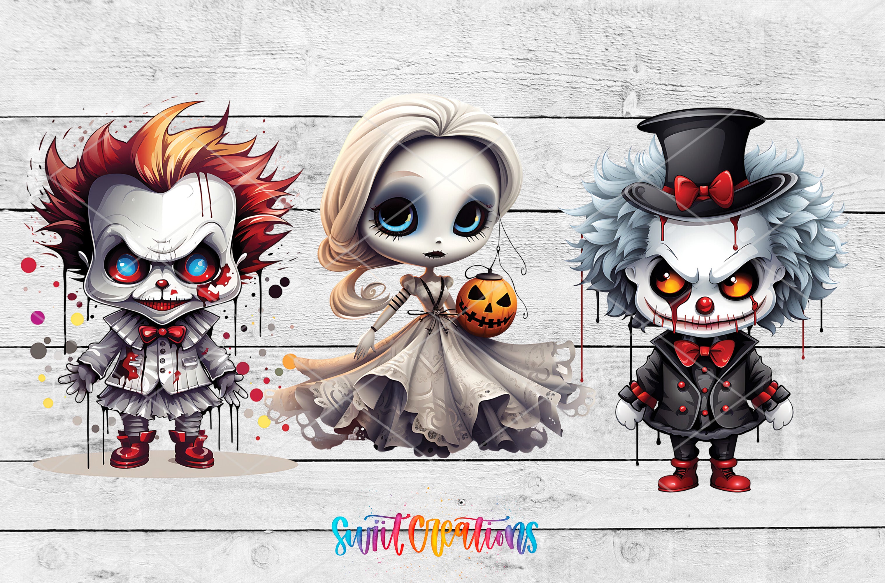 a group of cartoon characters dressed in halloween costumes