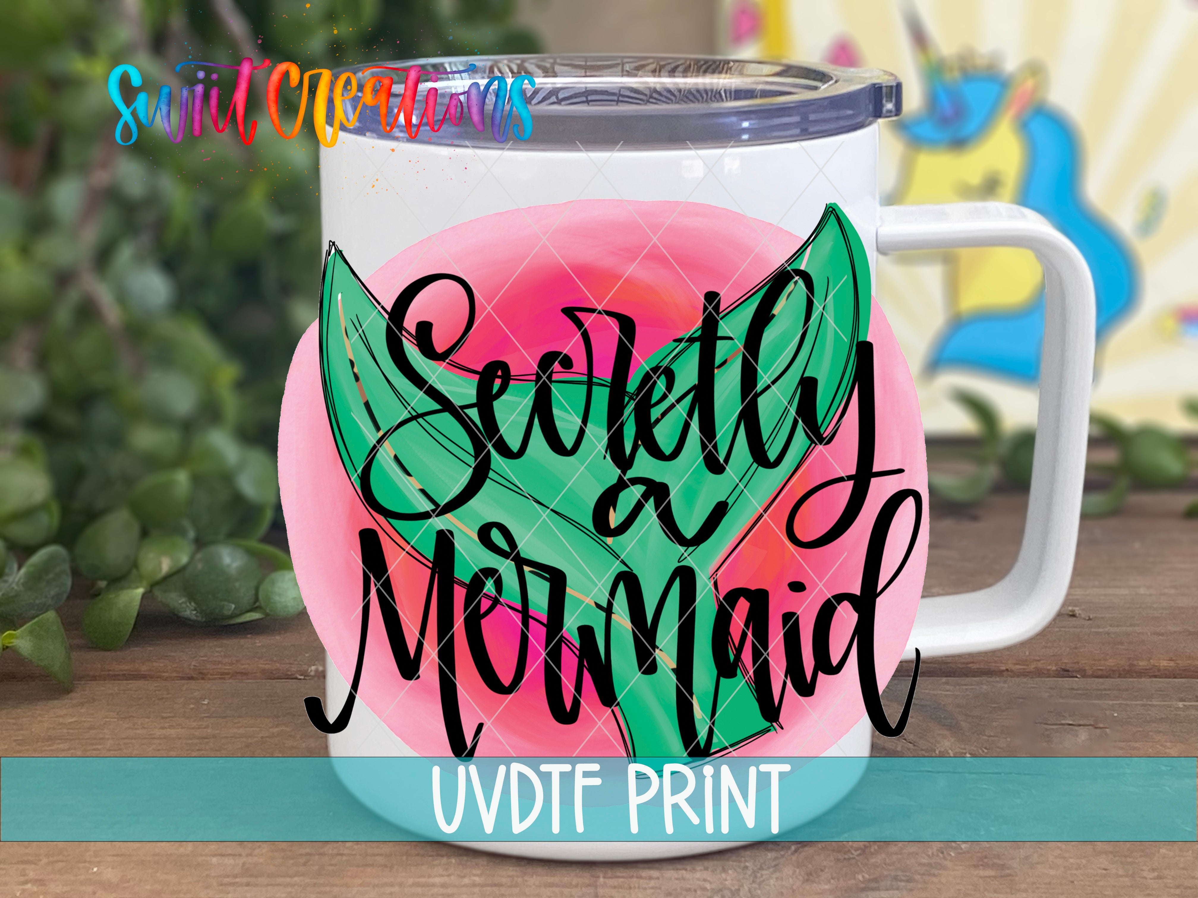 a coffee mug with the words smellly mermaid on it
