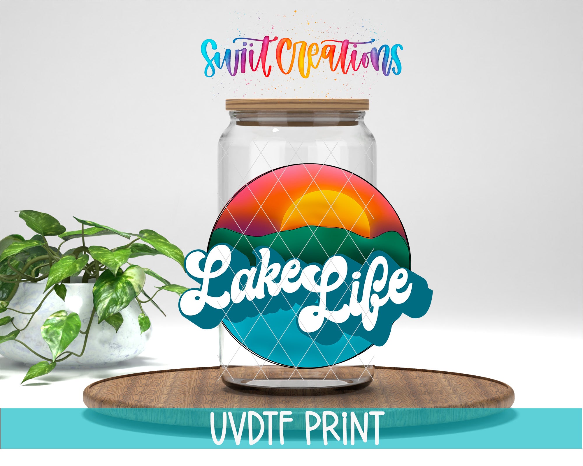 a glass jar with the words lake life on it