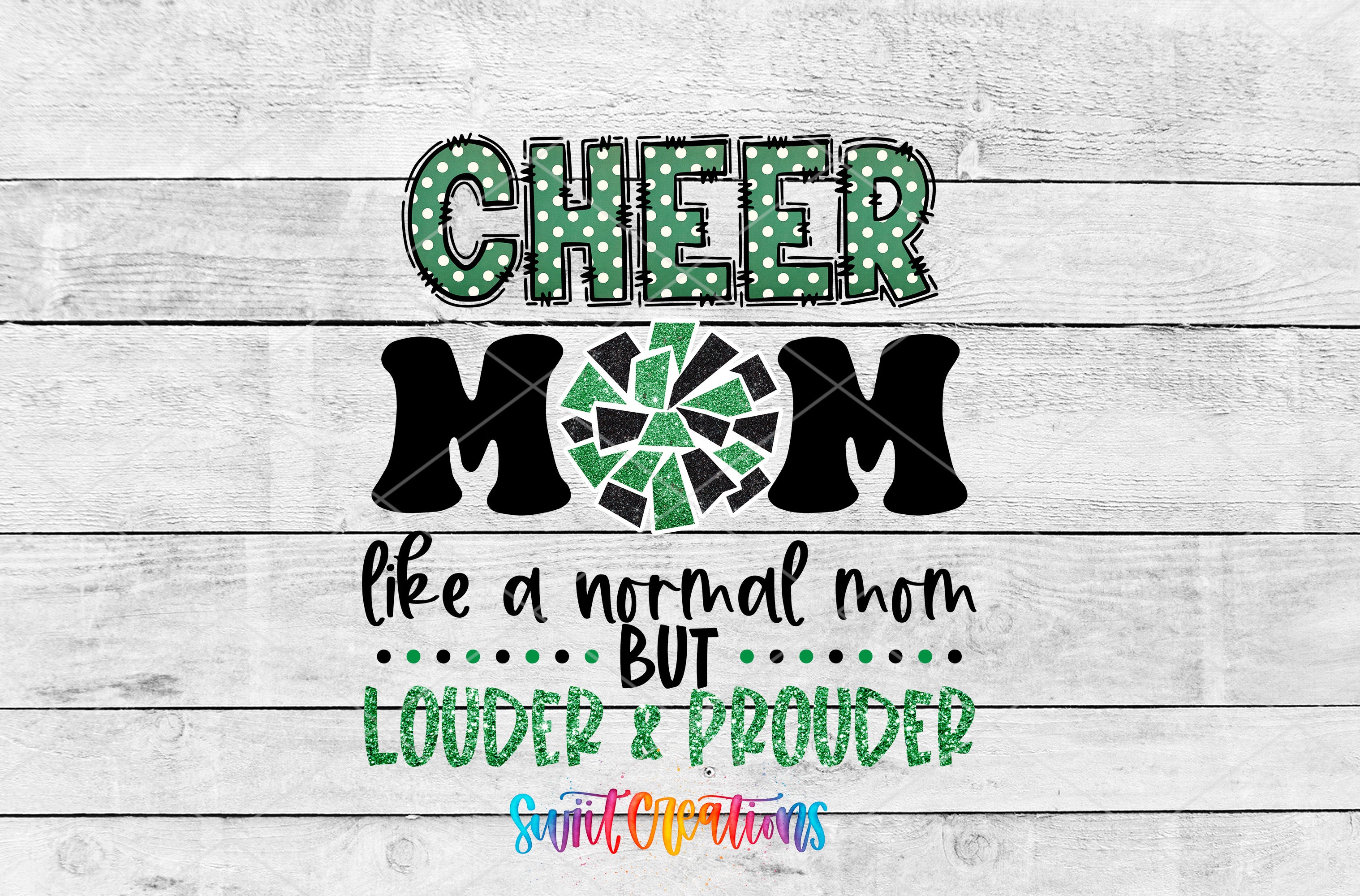 Swiit Creations UV DTF Loud Cheer Mom transfer shown as the full artwork preview