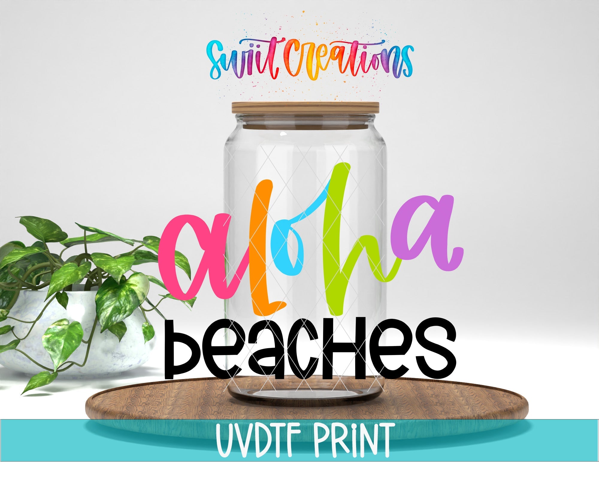 a glass jar with the words aloha peaches on it