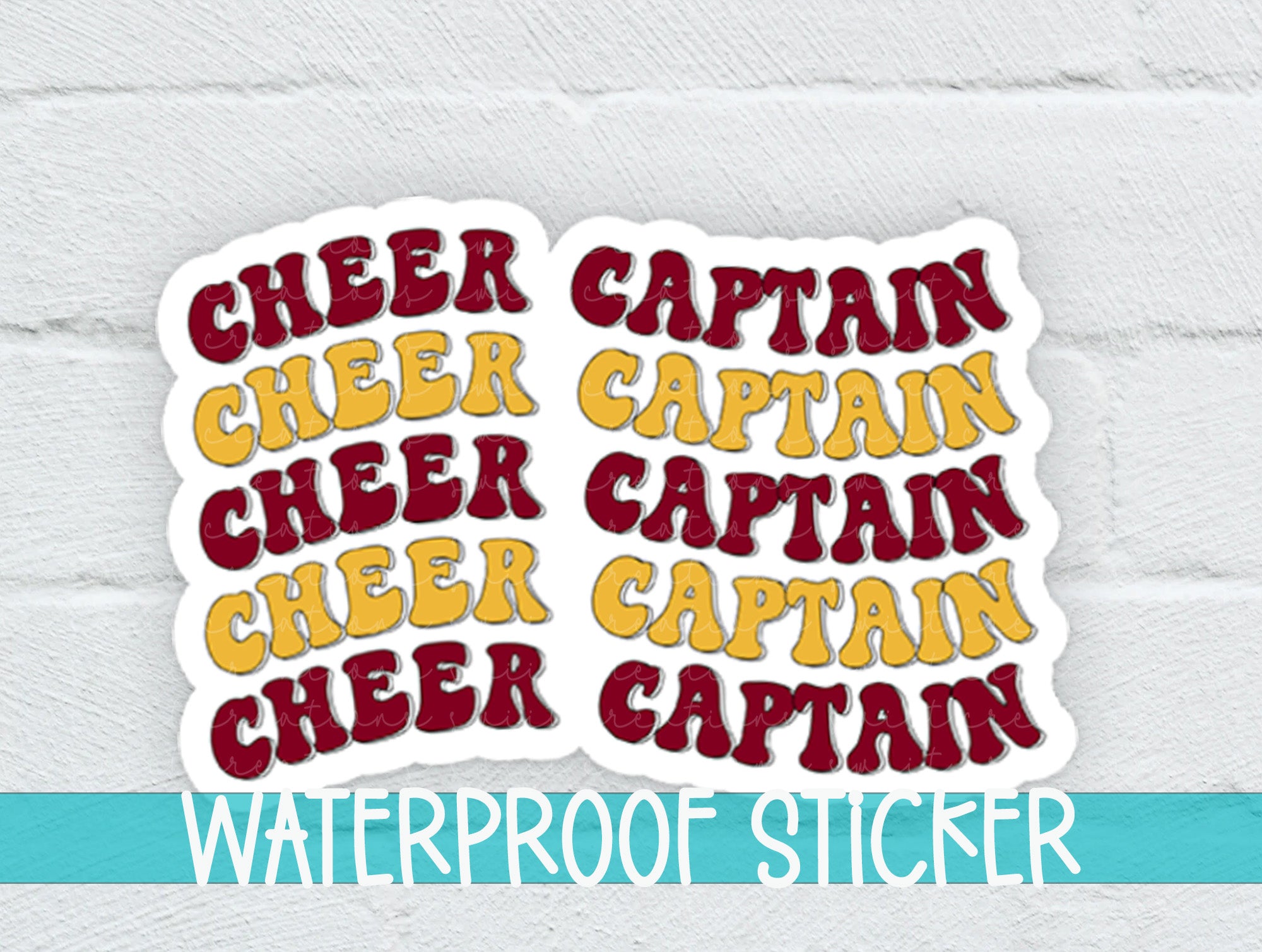 a sticker with the words, cheer captain, cheer captain, cheer captain,