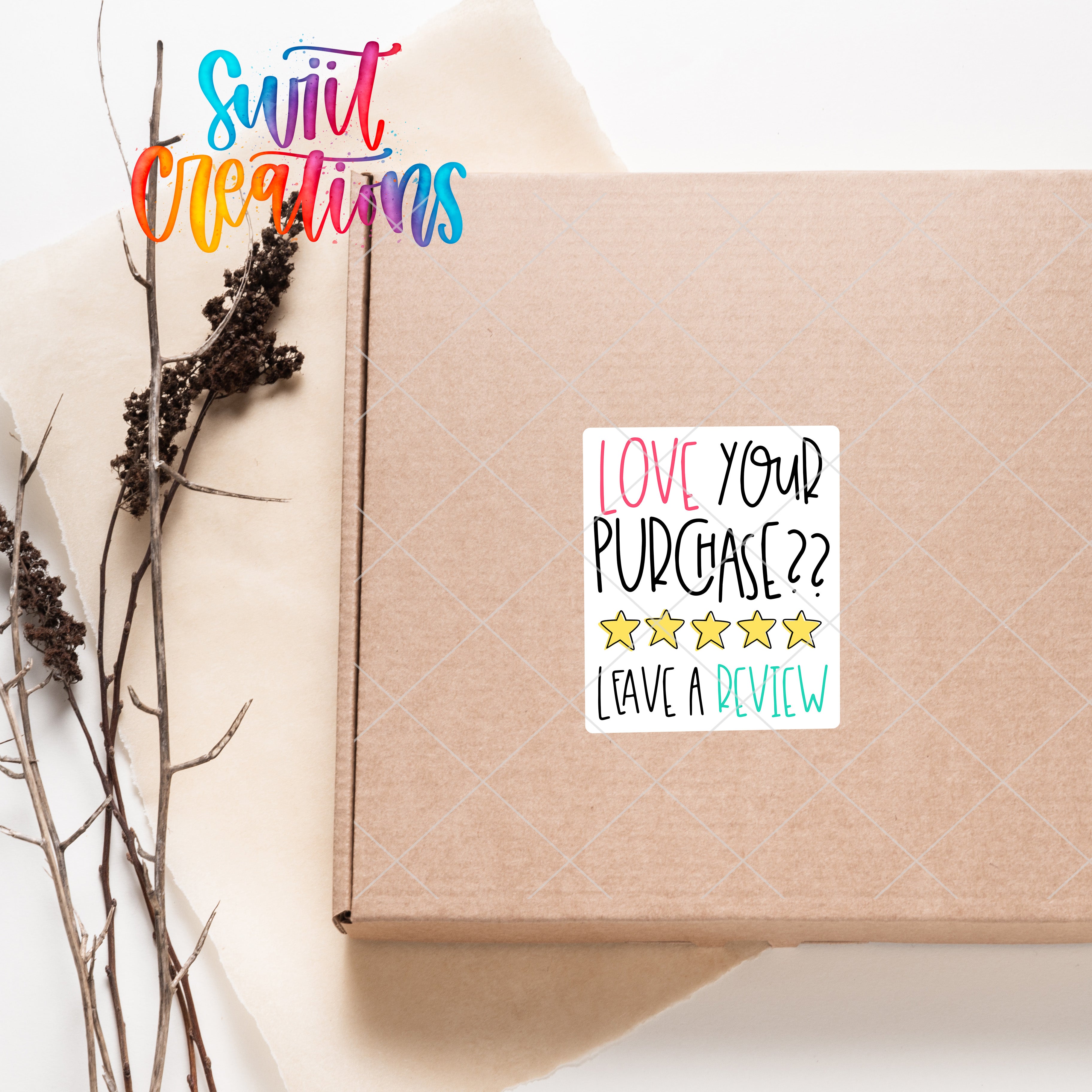 a box with a sticker on it next to a plant