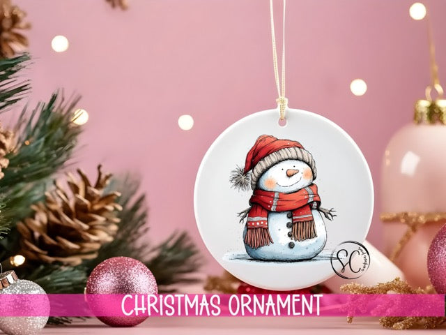a christmas ornament with a snowman on it