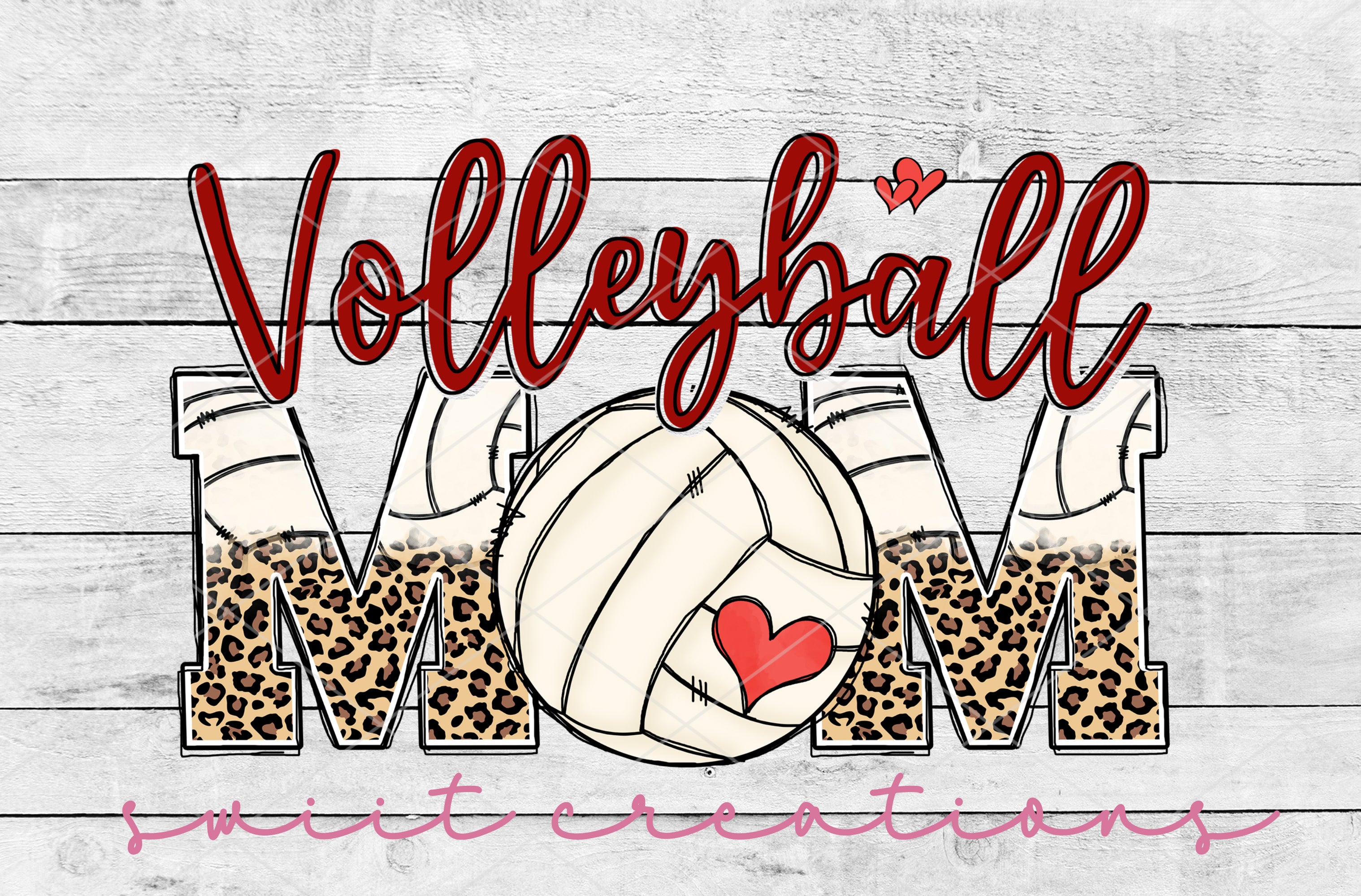 a volleyball mom with leopard print on it