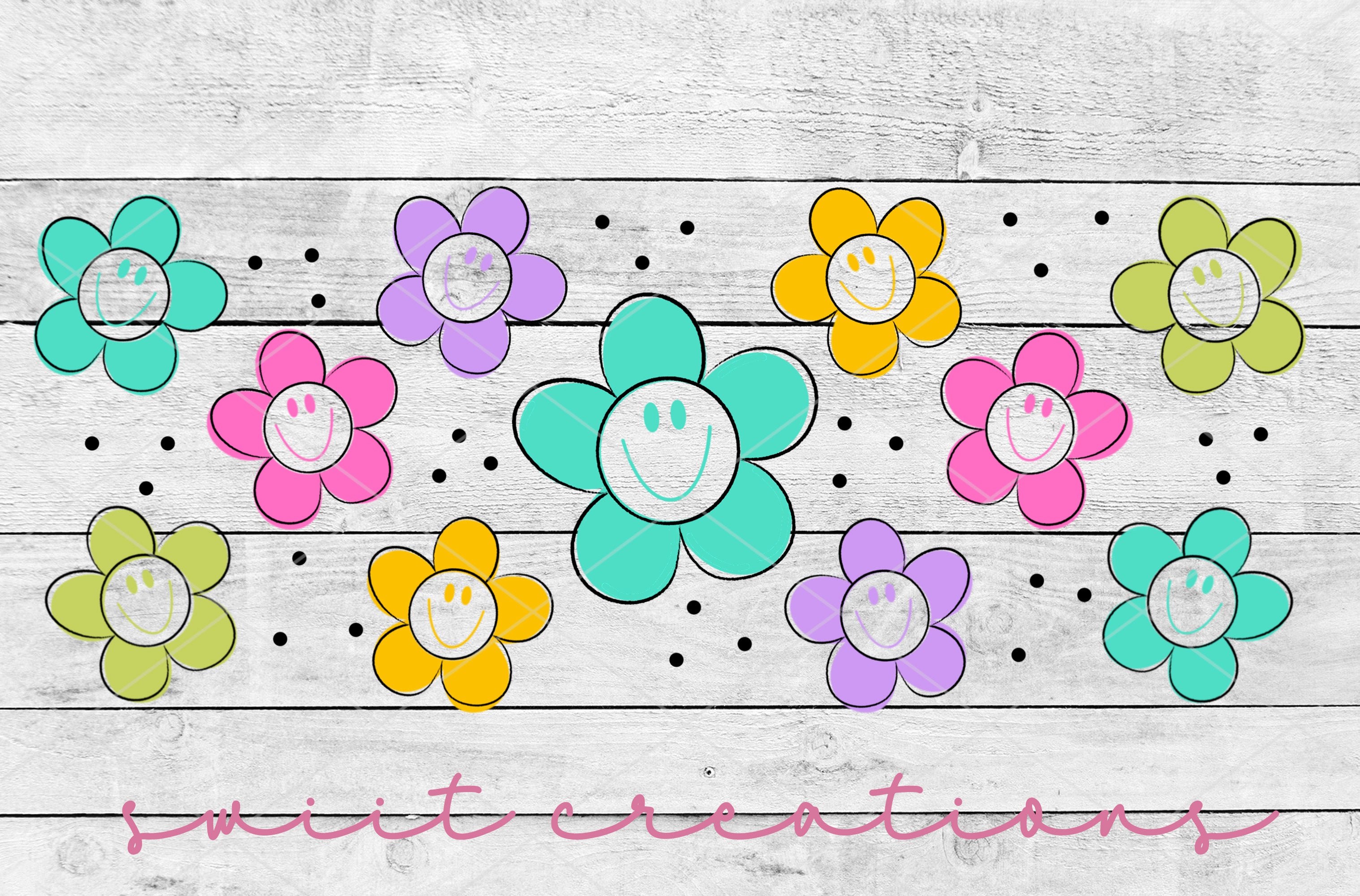 a wooden wall with a bunch of flowers on it