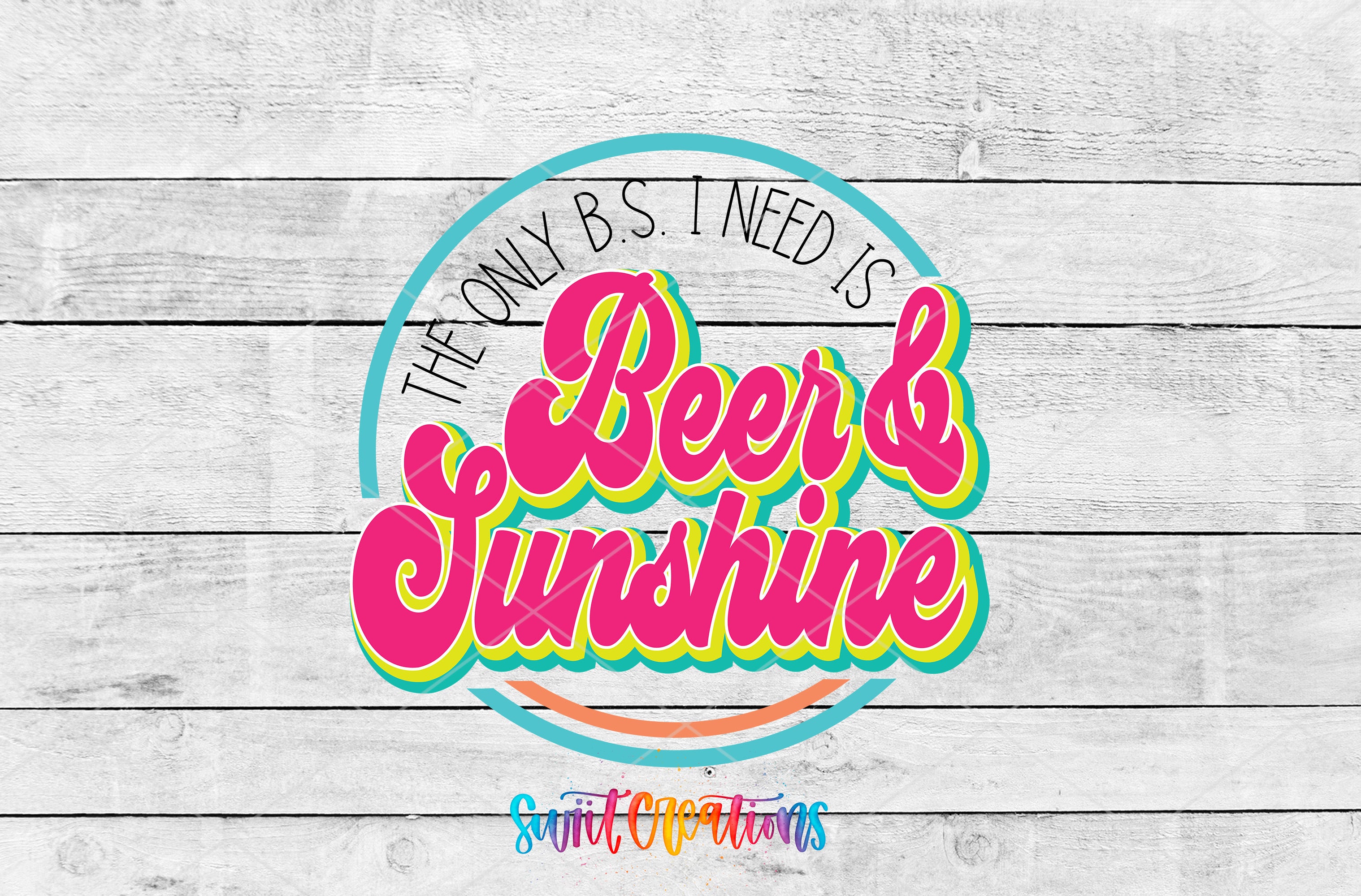 Swiit Creations UV DTF Beer and Sunshine transfer shown as the full artwork preview