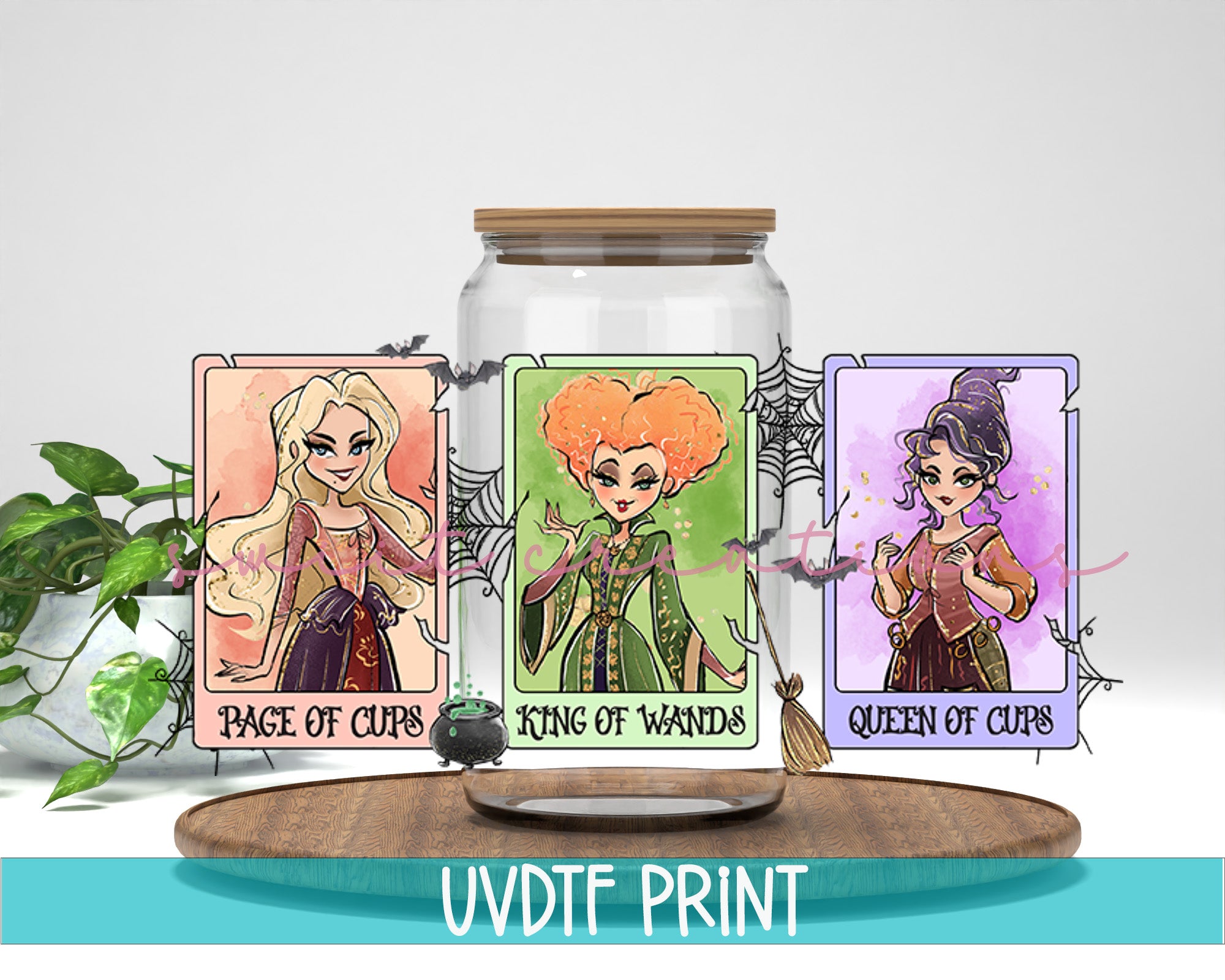 a jar with some cards inside of it