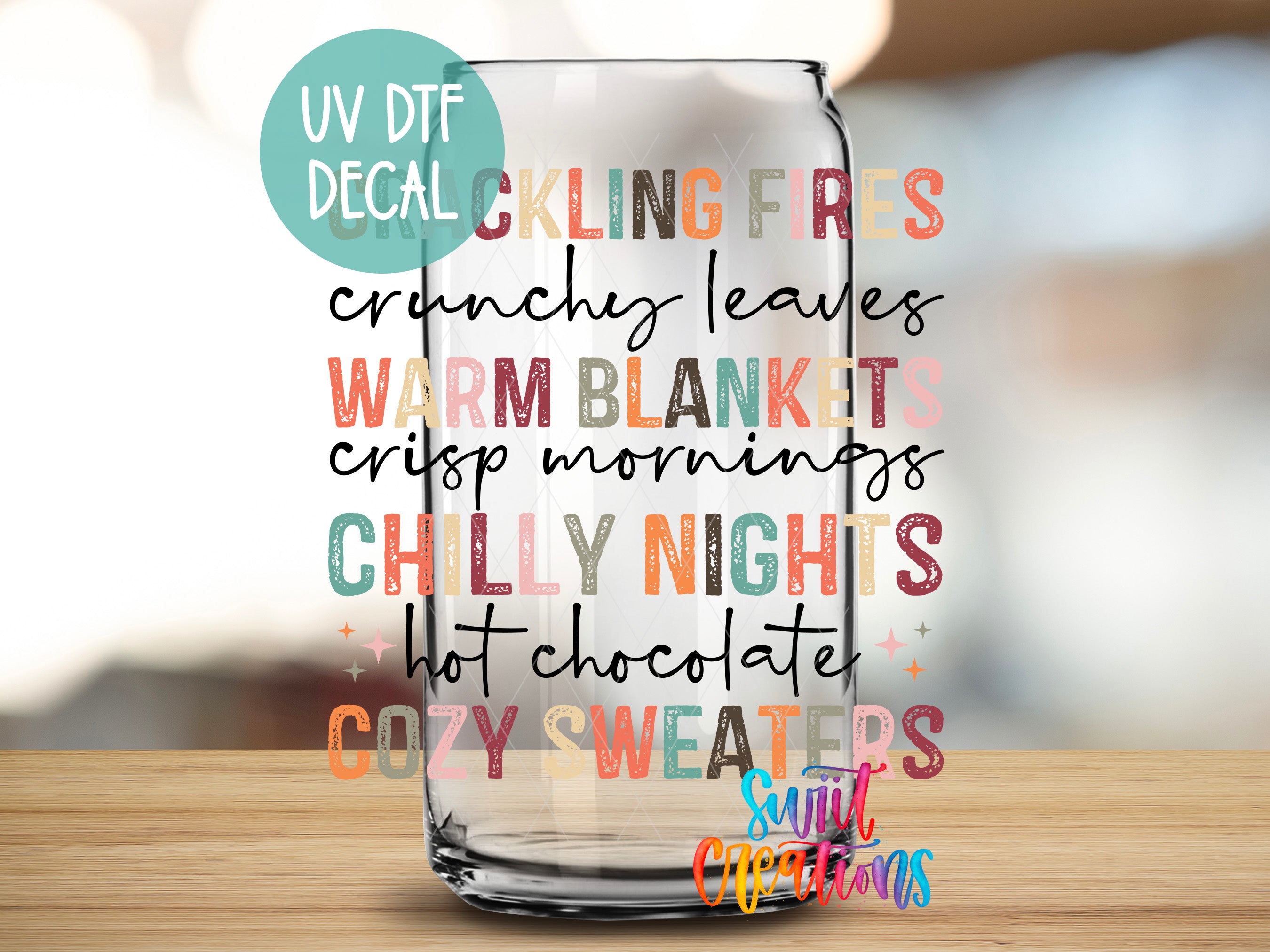 a glass that has some writing on it