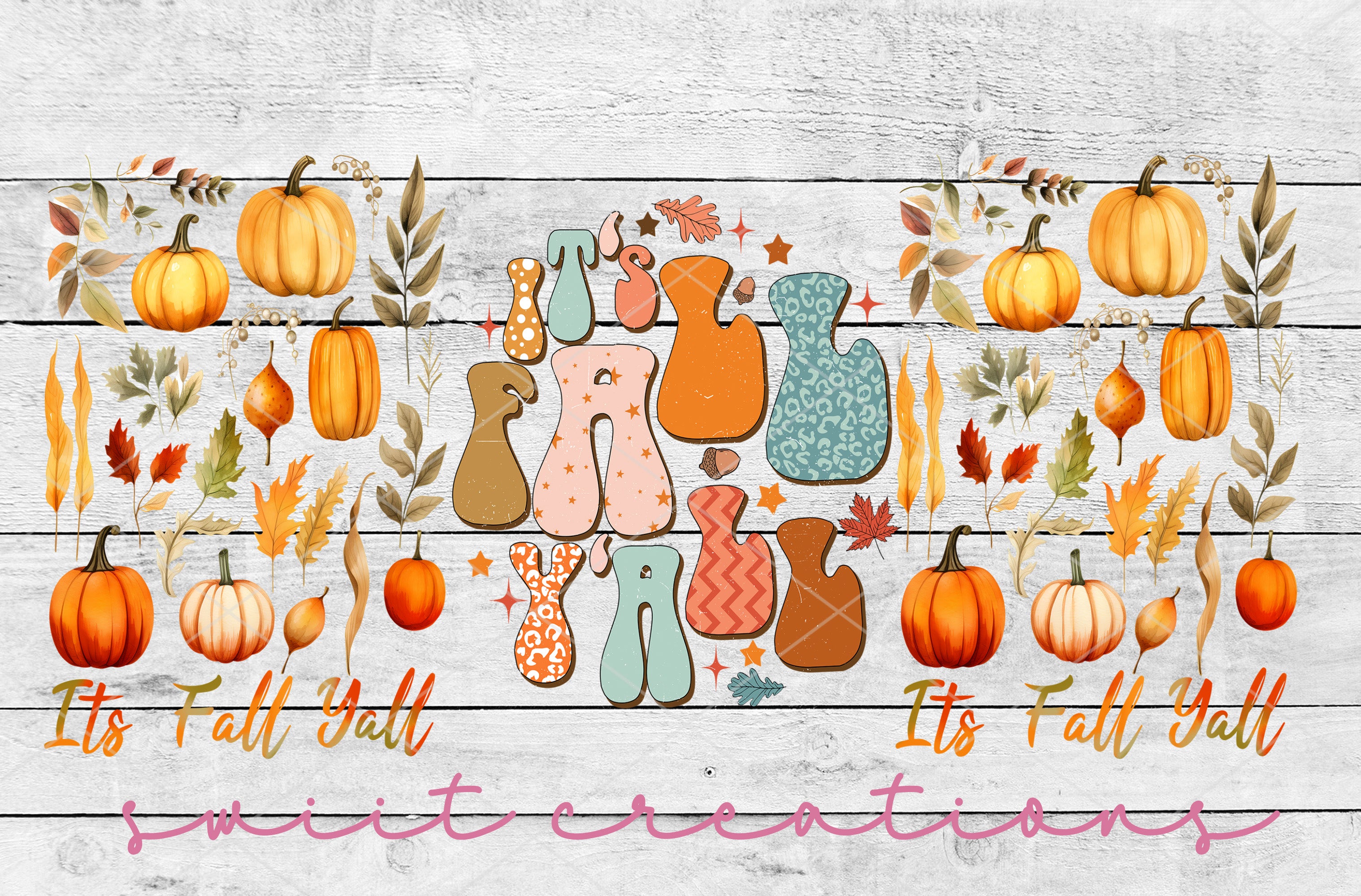 a wooden wall with a bunch of pumpkins on it