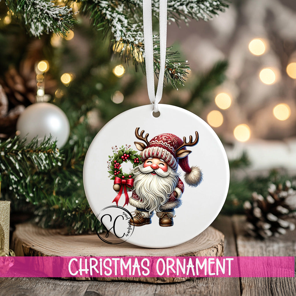a christmas ornament hanging from a tree