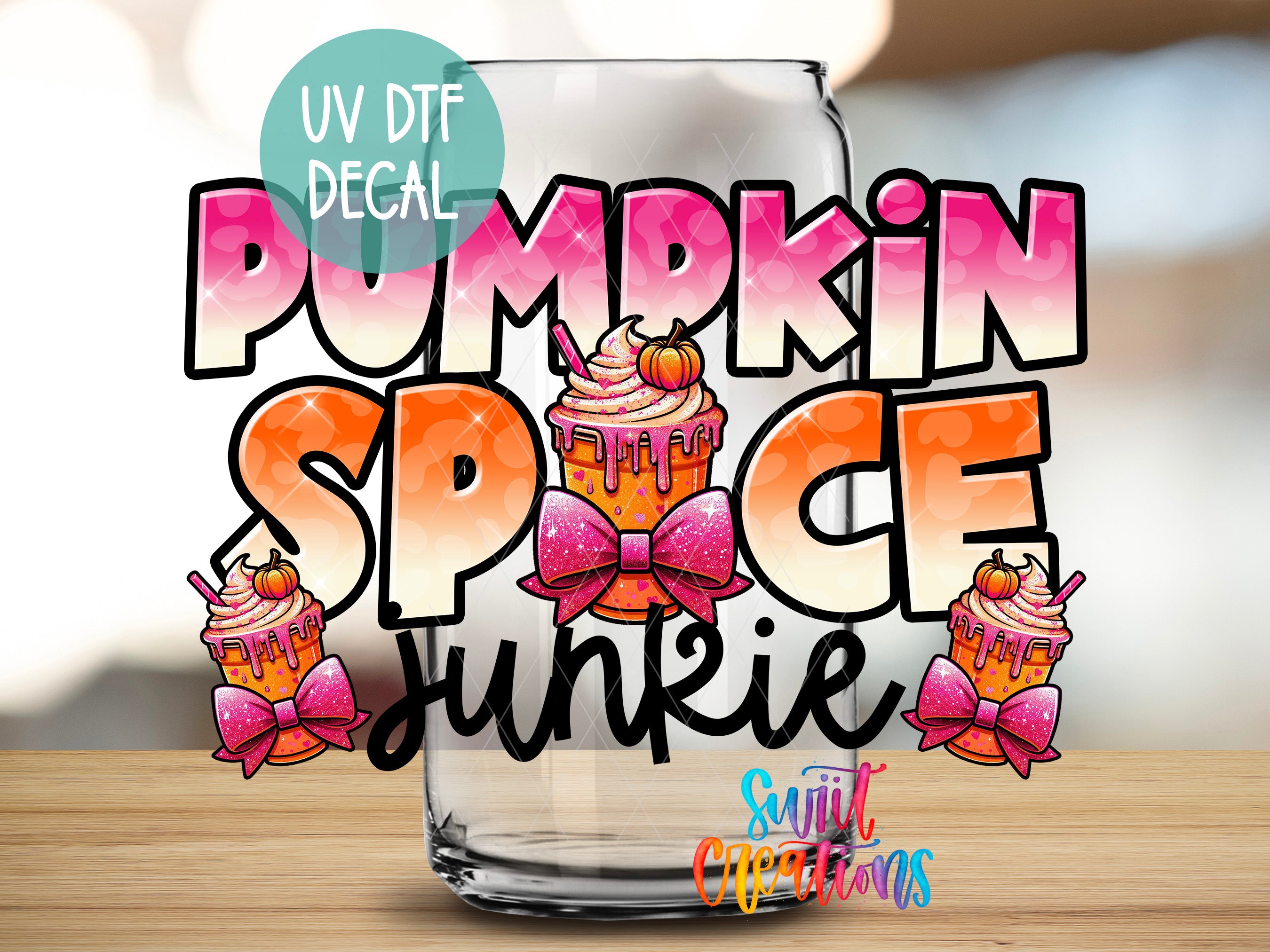 a glass with the words pumpkin spice sunrise on it