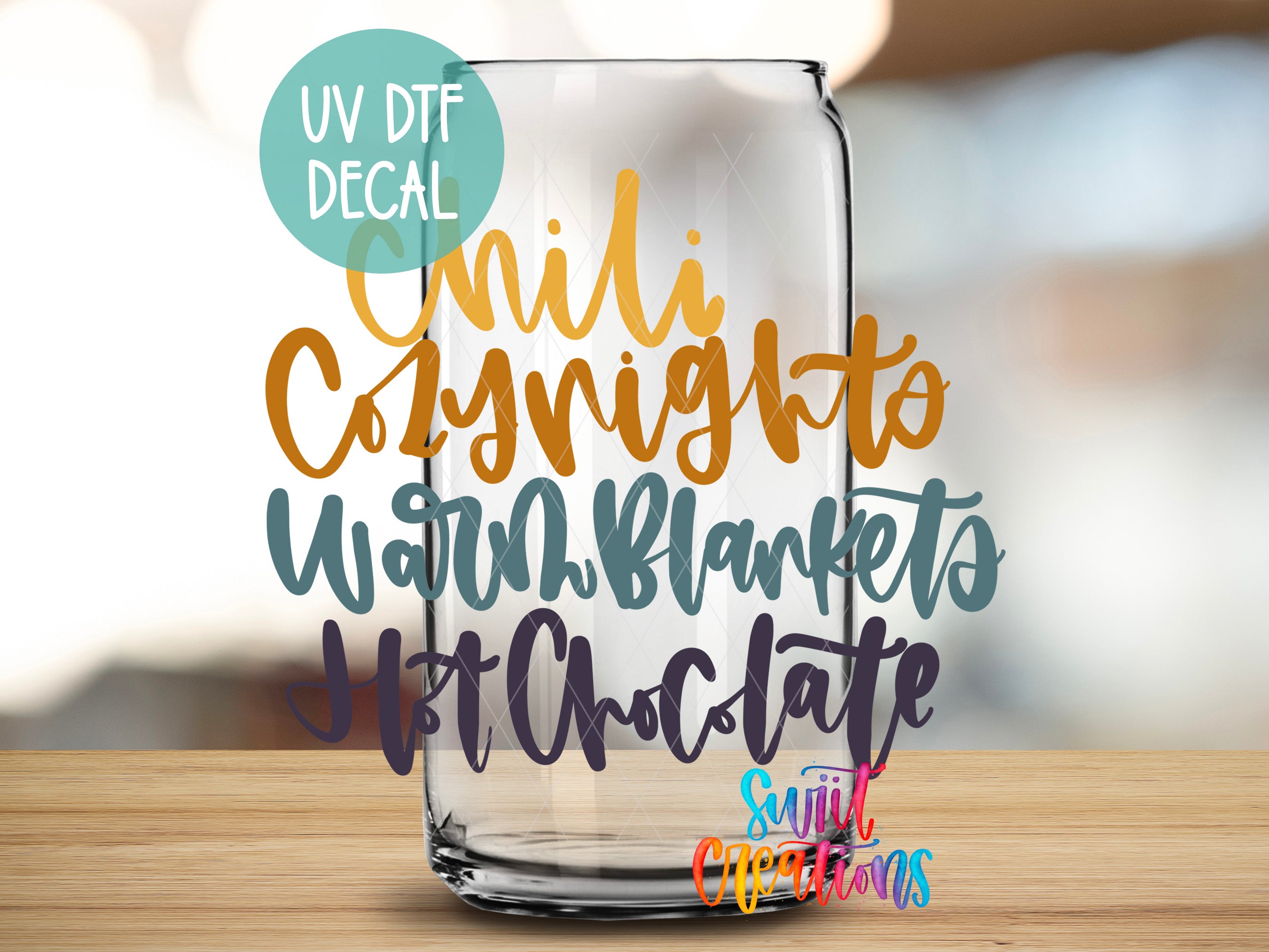 a glass that has some type of lettering on it