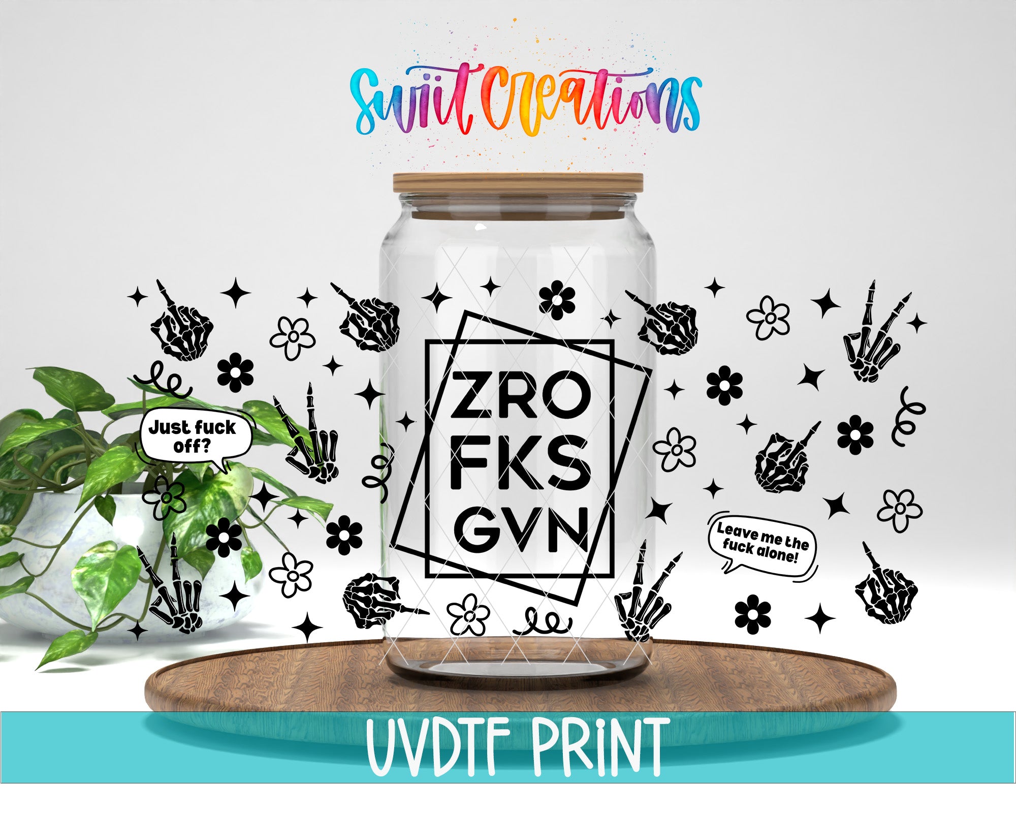 a clear glass jar with a wooden lid, surrounded by various hand-drawn illustrations and text.