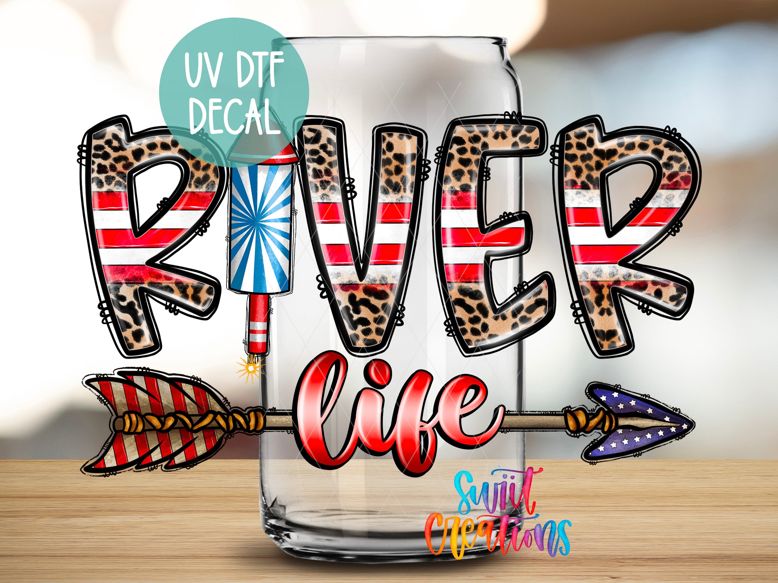 a beer glass with the words river life painted on it
