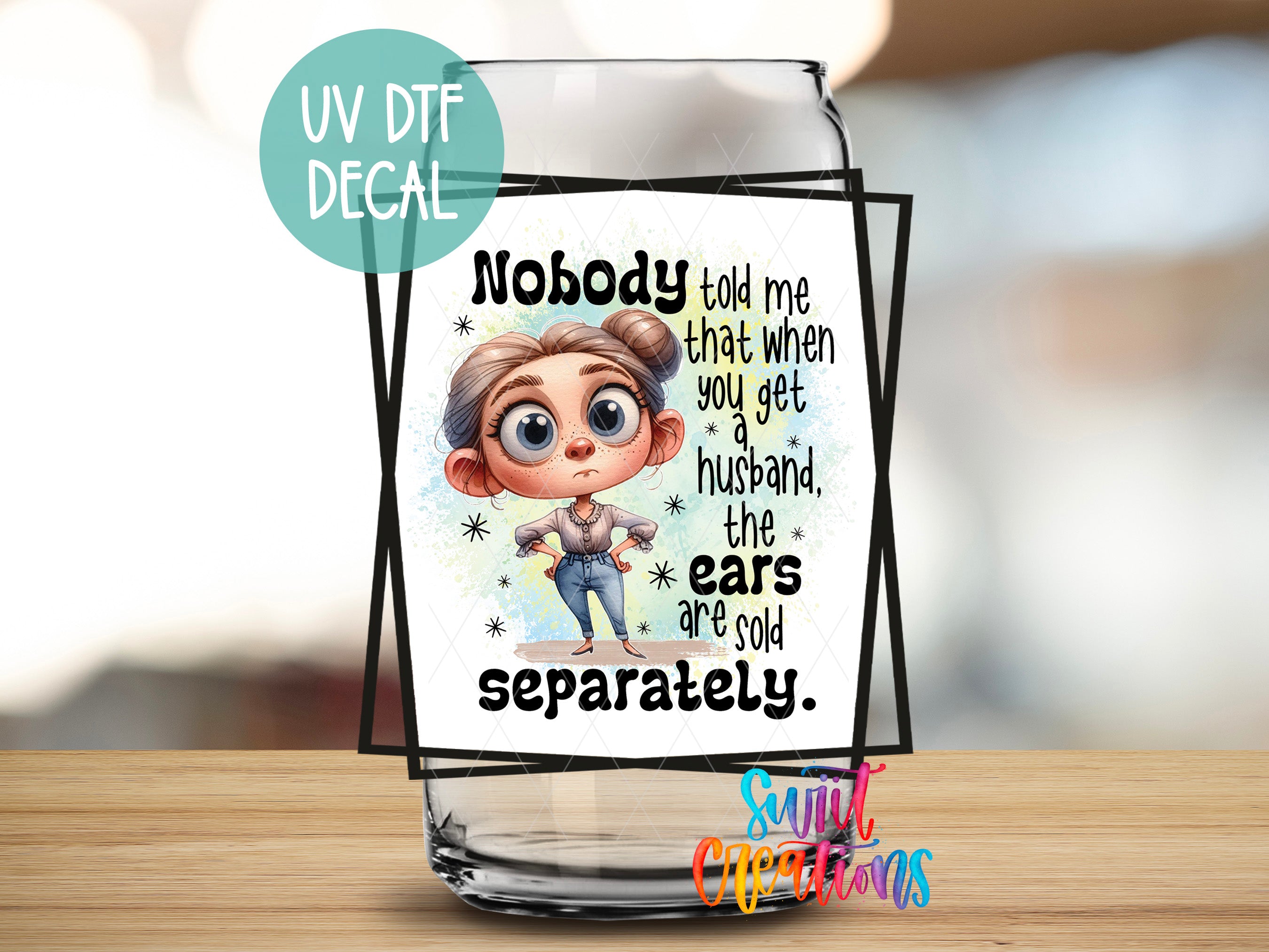 a glass with a picture of a cartoon character on it