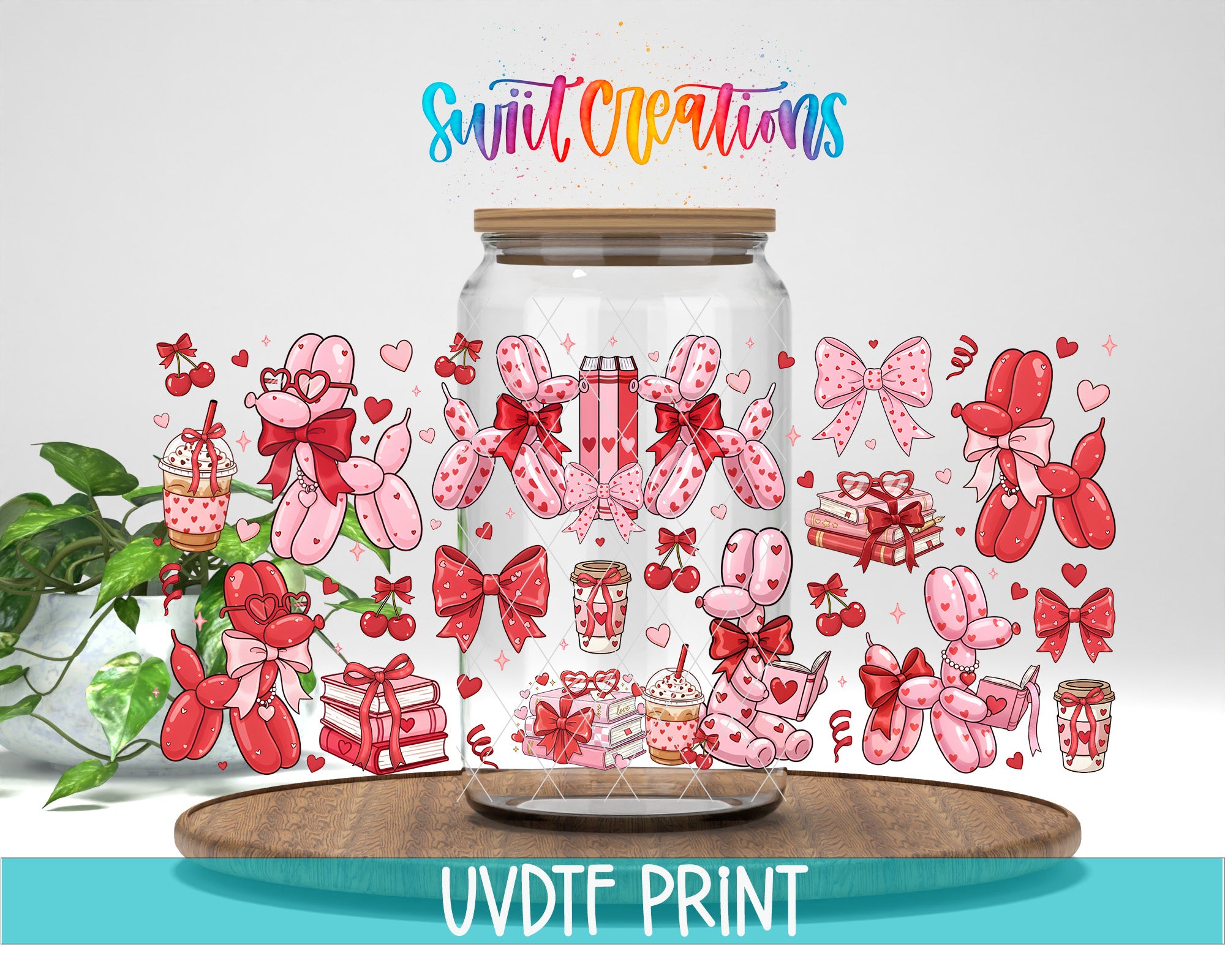 The image is a collage of various illustrations featuring balloons, cakes, and other festive elements, all set against a white background.