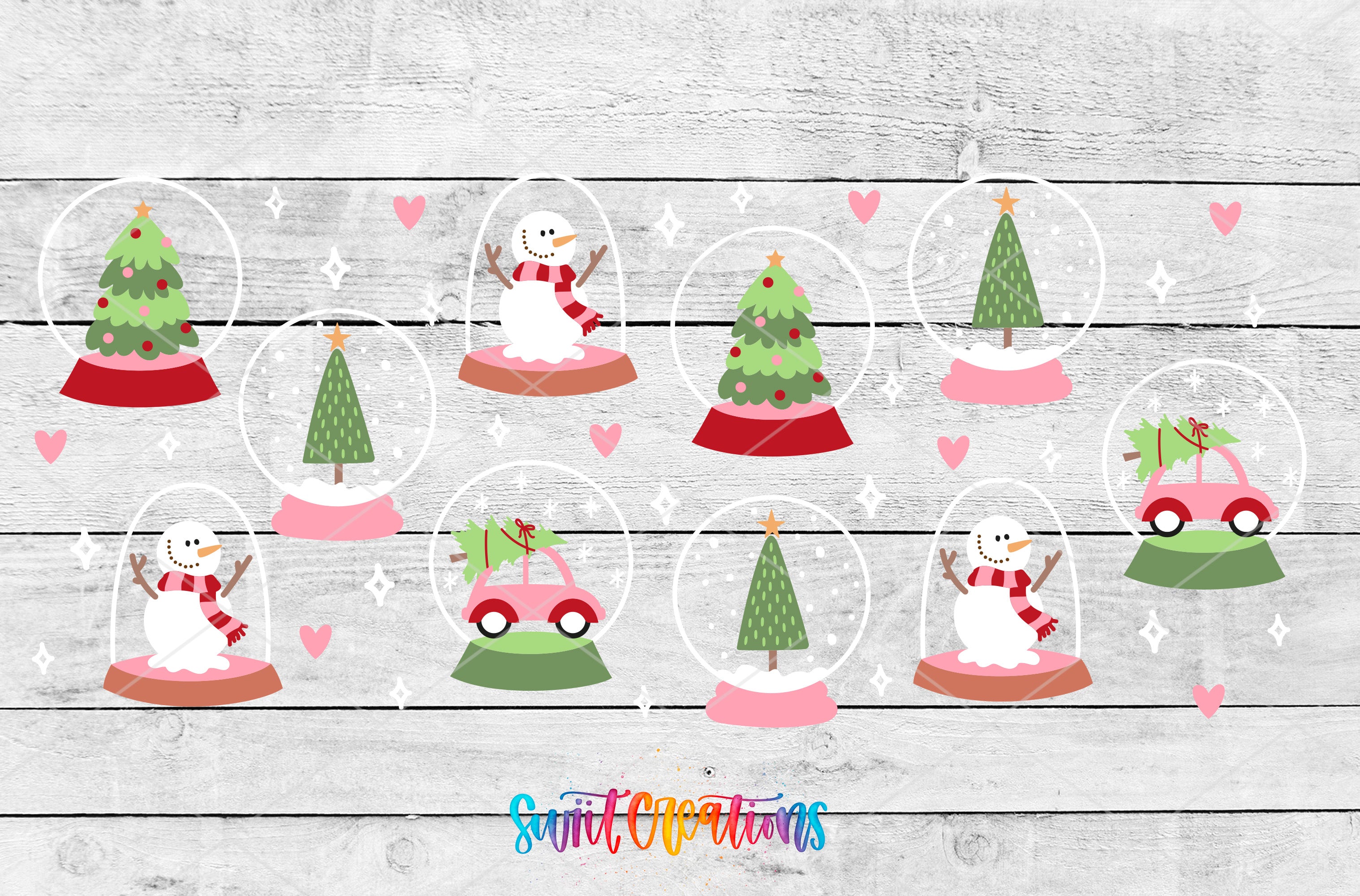 a snowman and christmas trees in a snow globe