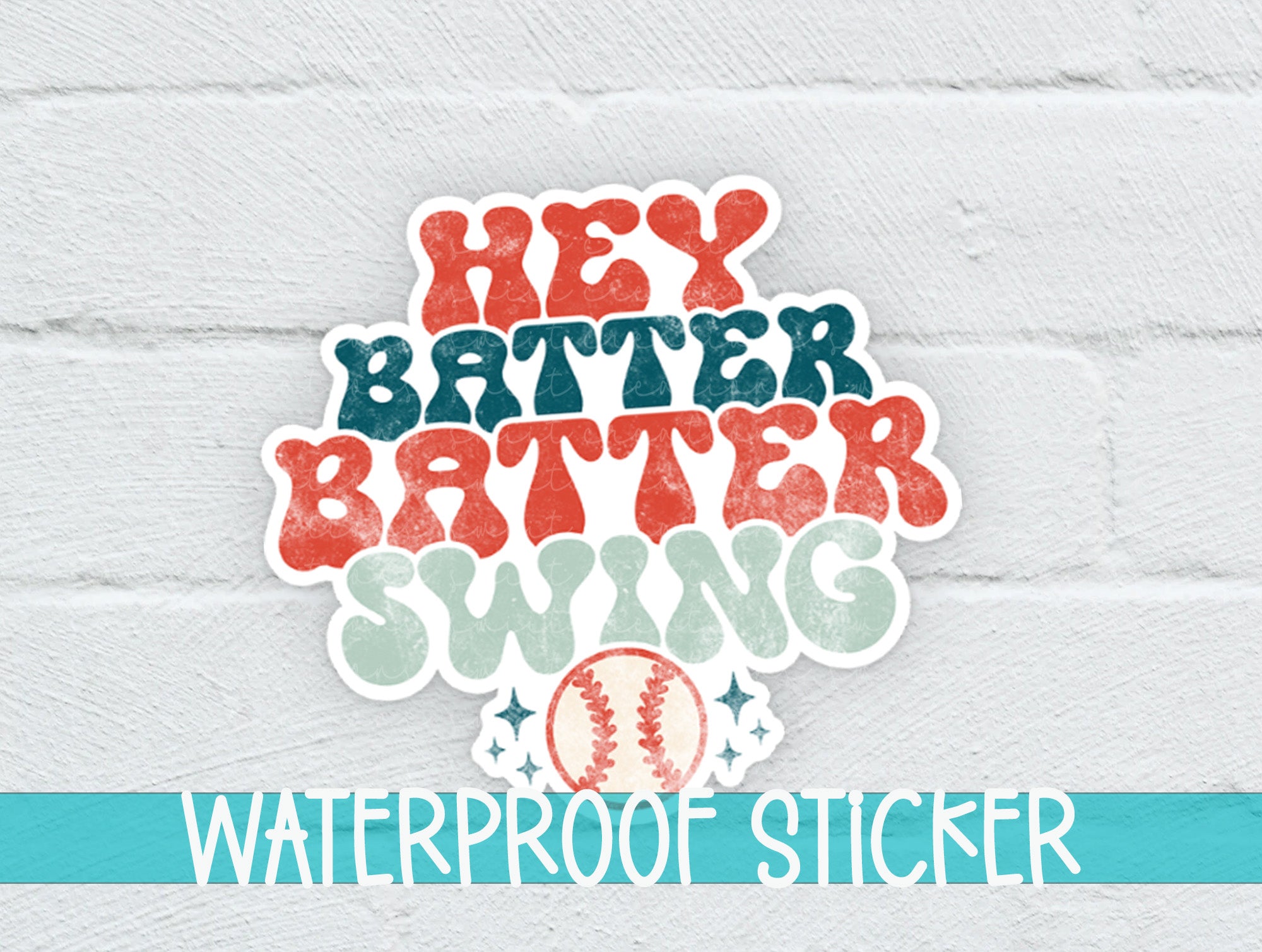 a waterproof sticker on a white brick wall