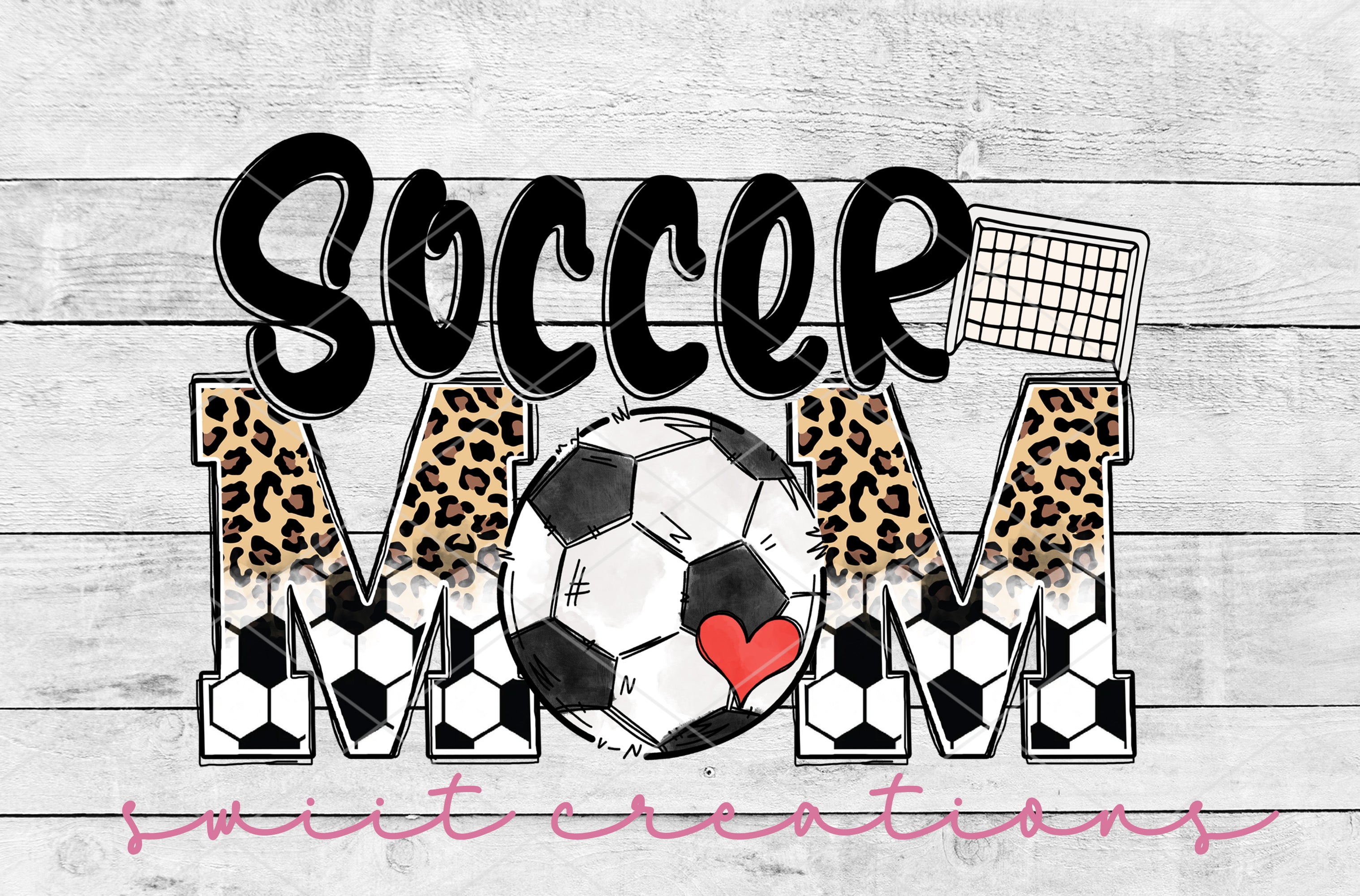a soccer mom shirt with a soccer ball and leopard print