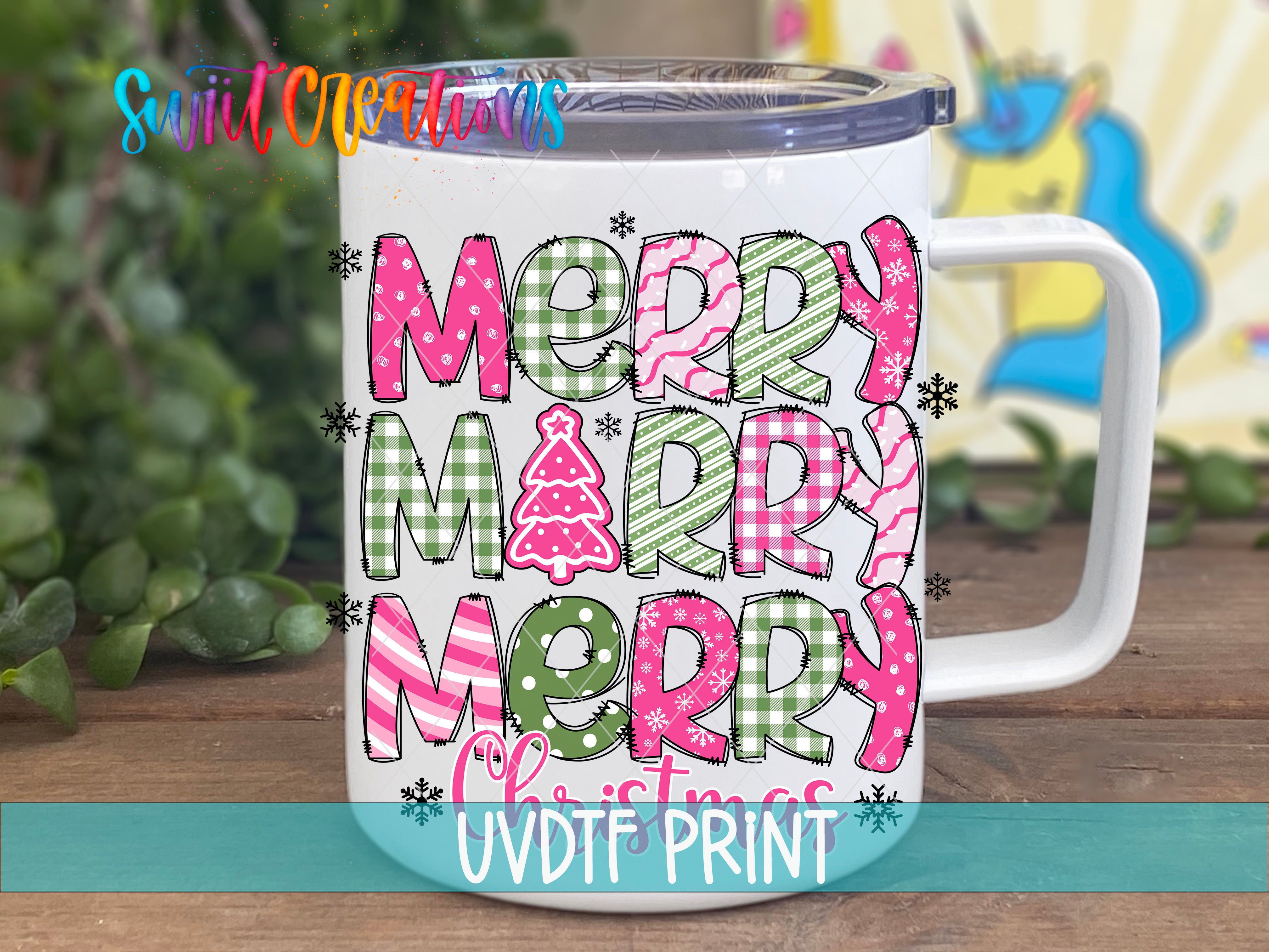 a christmas mug with the words merry and merry on it