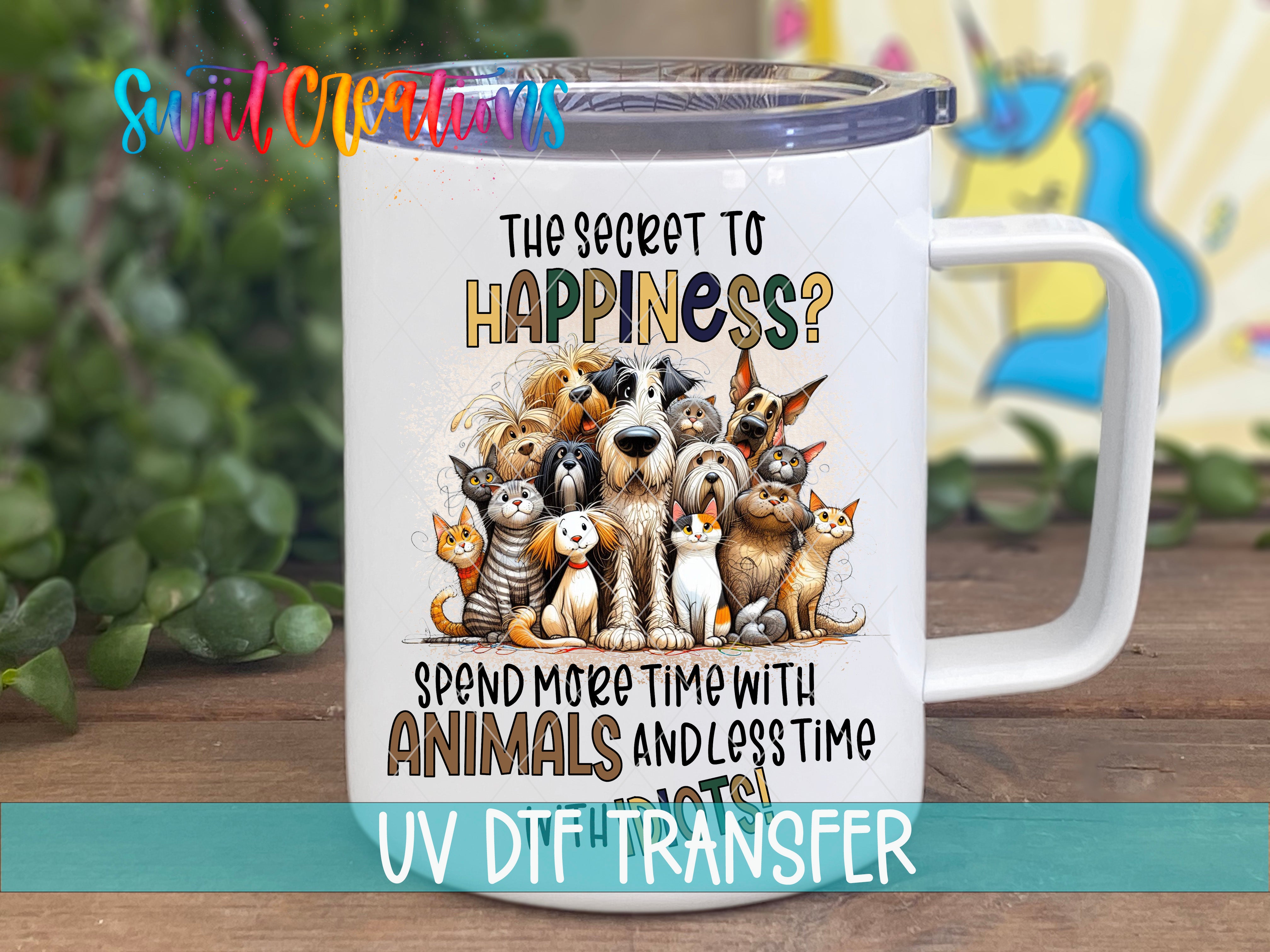 Swiit Creations UV DTF Sassy Fur Mama Dog Mom transfer displayed on a white coffee mug