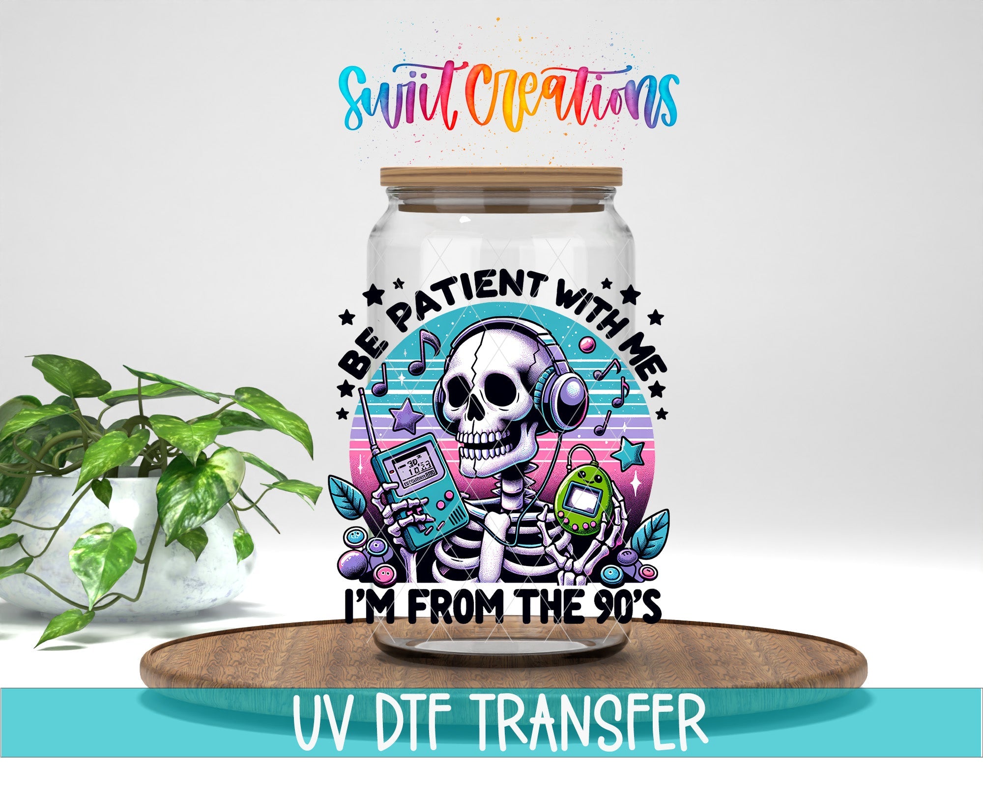 90s Skeleton UV DTF Cup Decal | 90s Nostalgia Tumbler Decal | UV1467 - Swiit Creations