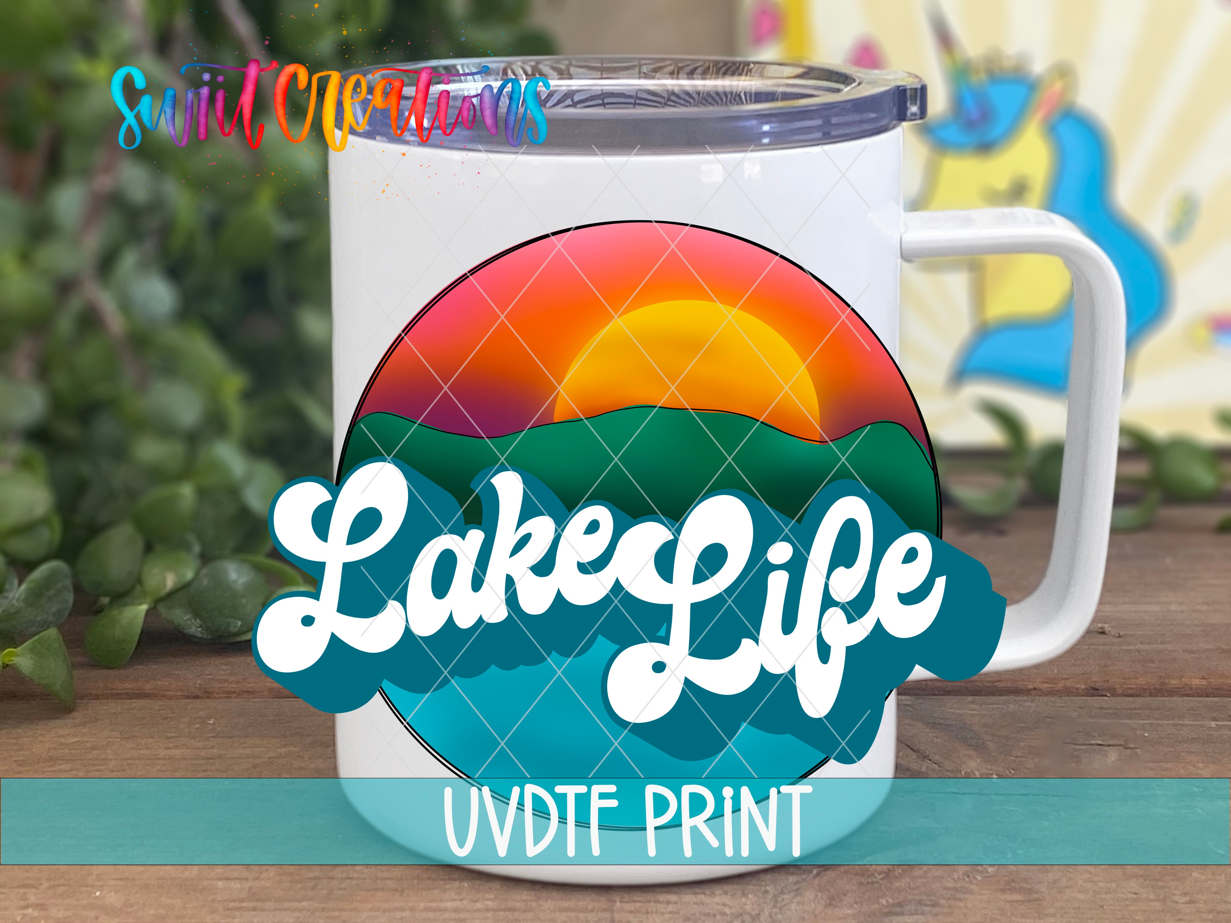 a white coffee mug with the words lake life on it