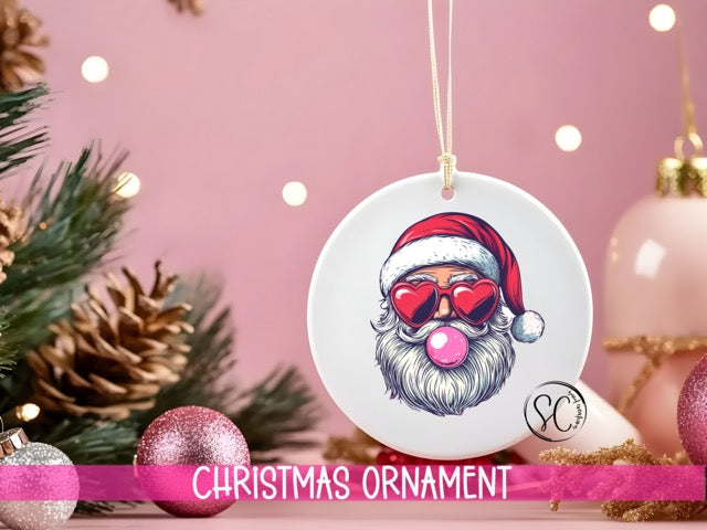a christmas ornament hanging from a tree