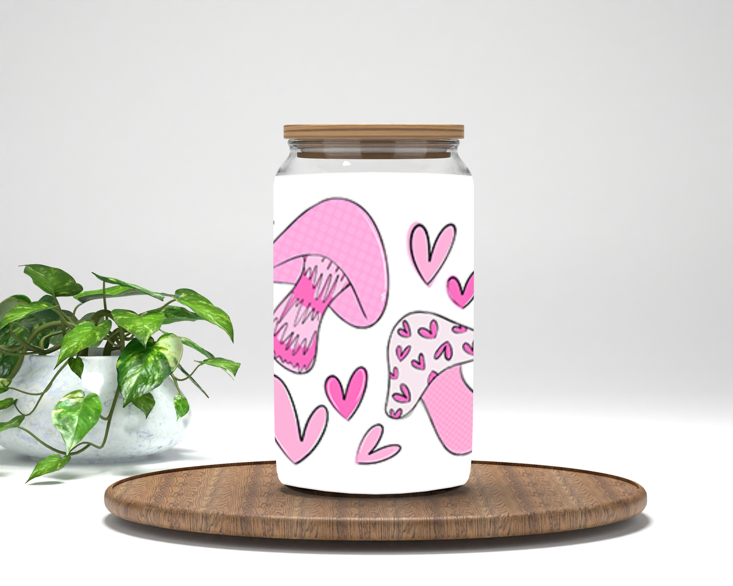 Valentine Mushroom 16oz Cup Wrap - UV DTF - DTF009
