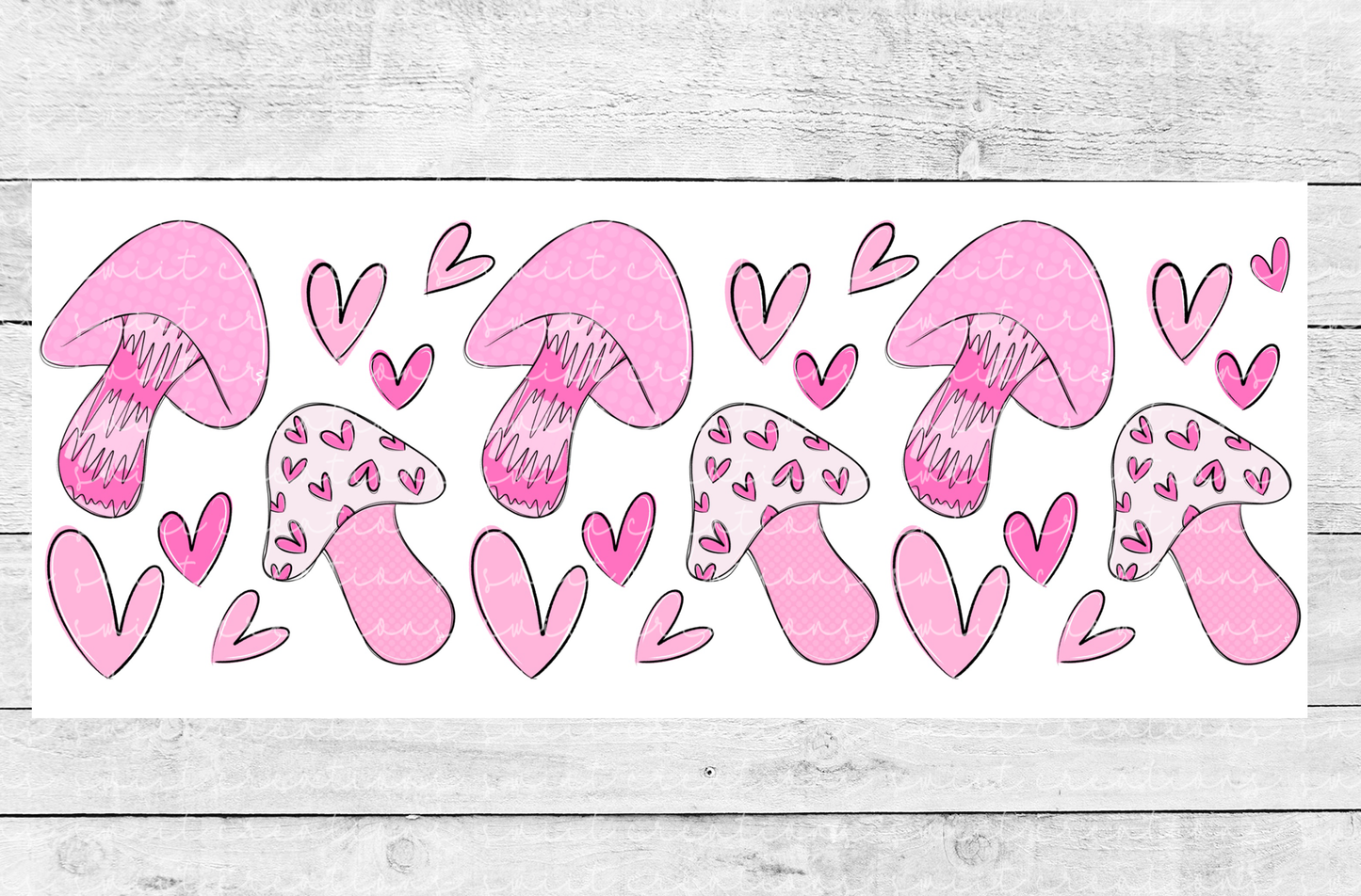 Valentine Mushroom 16oz Cup Wrap - UV DTF - DTF009