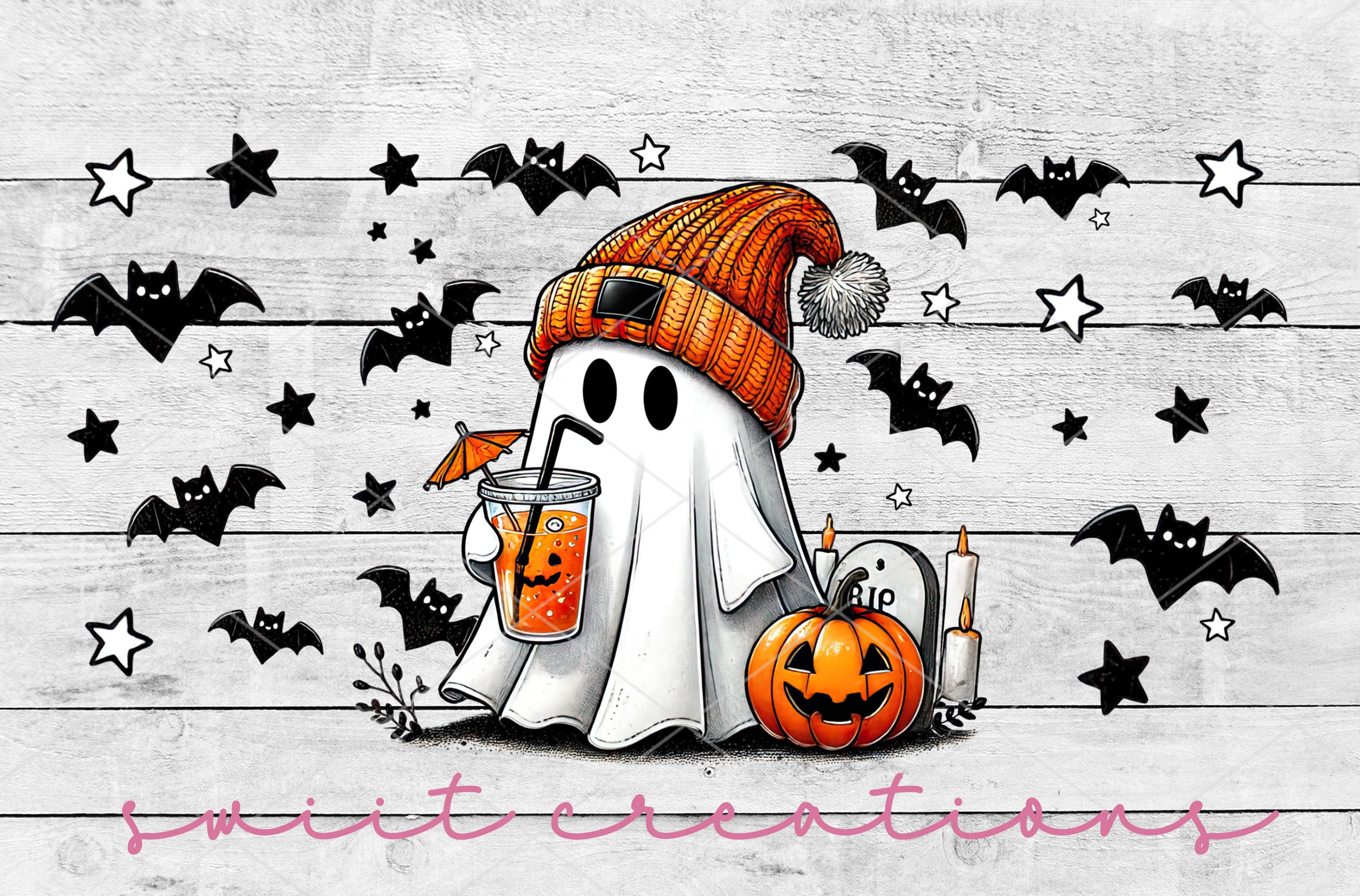 Cute Ghost Halloween UV DTF Cup Wrap DTF011