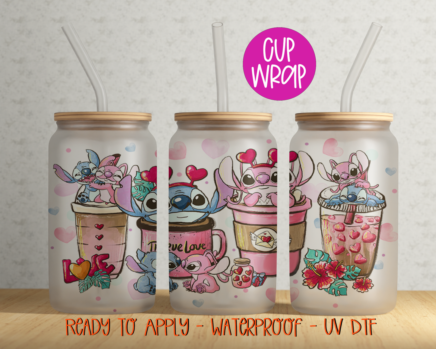 Alien Valentine 16oz Cup Wrap - UV DTF - DTF033