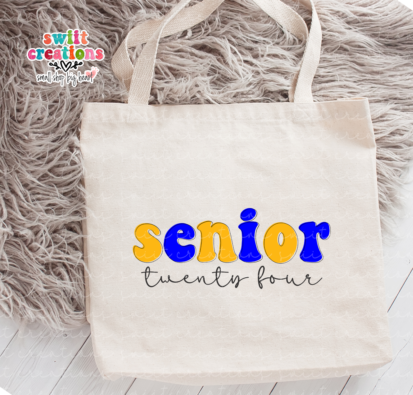 Senior 2024 Blue and Gold Large Linen Tote (LLT554)