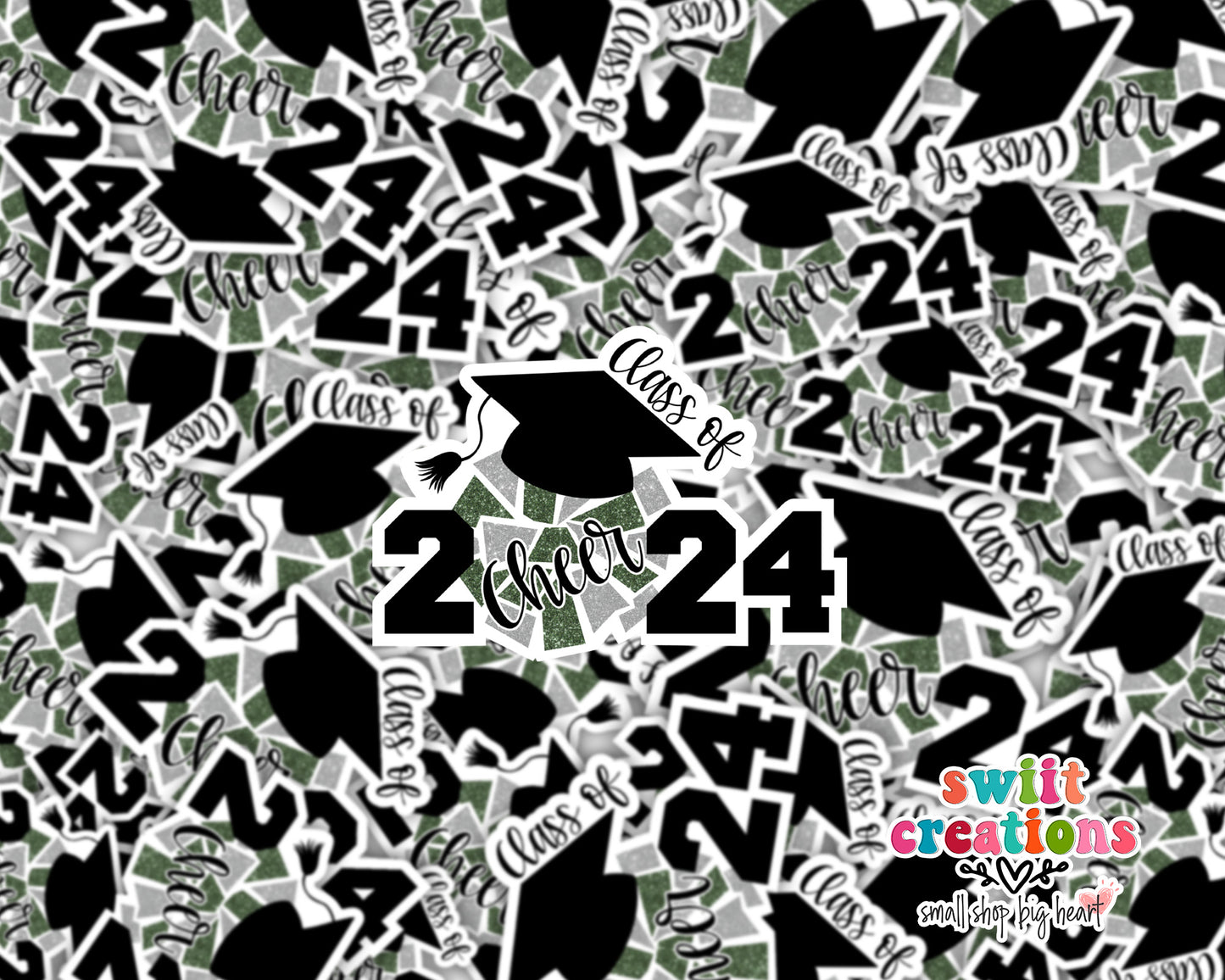 Cheer Class of 2024 Waterproof Sticker Green and Silver (SS771)