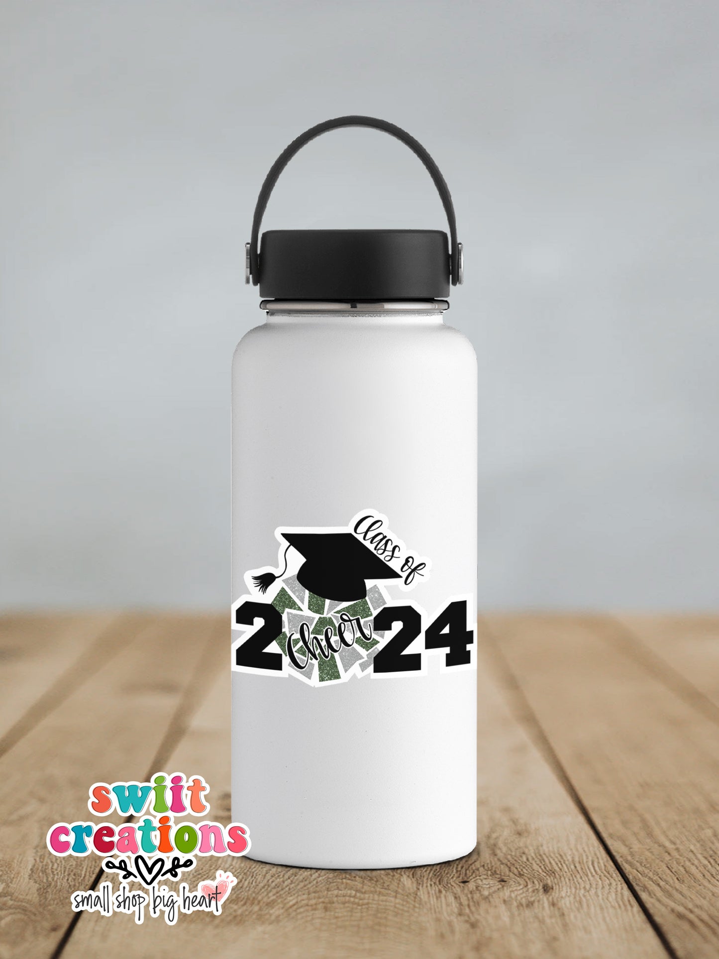 Cheer Class of 2024 Waterproof Sticker Green and Silver (SS771)