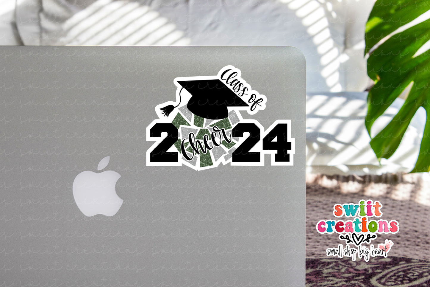 Cheer Class of 2024 Waterproof Sticker Green and Silver (SS771)