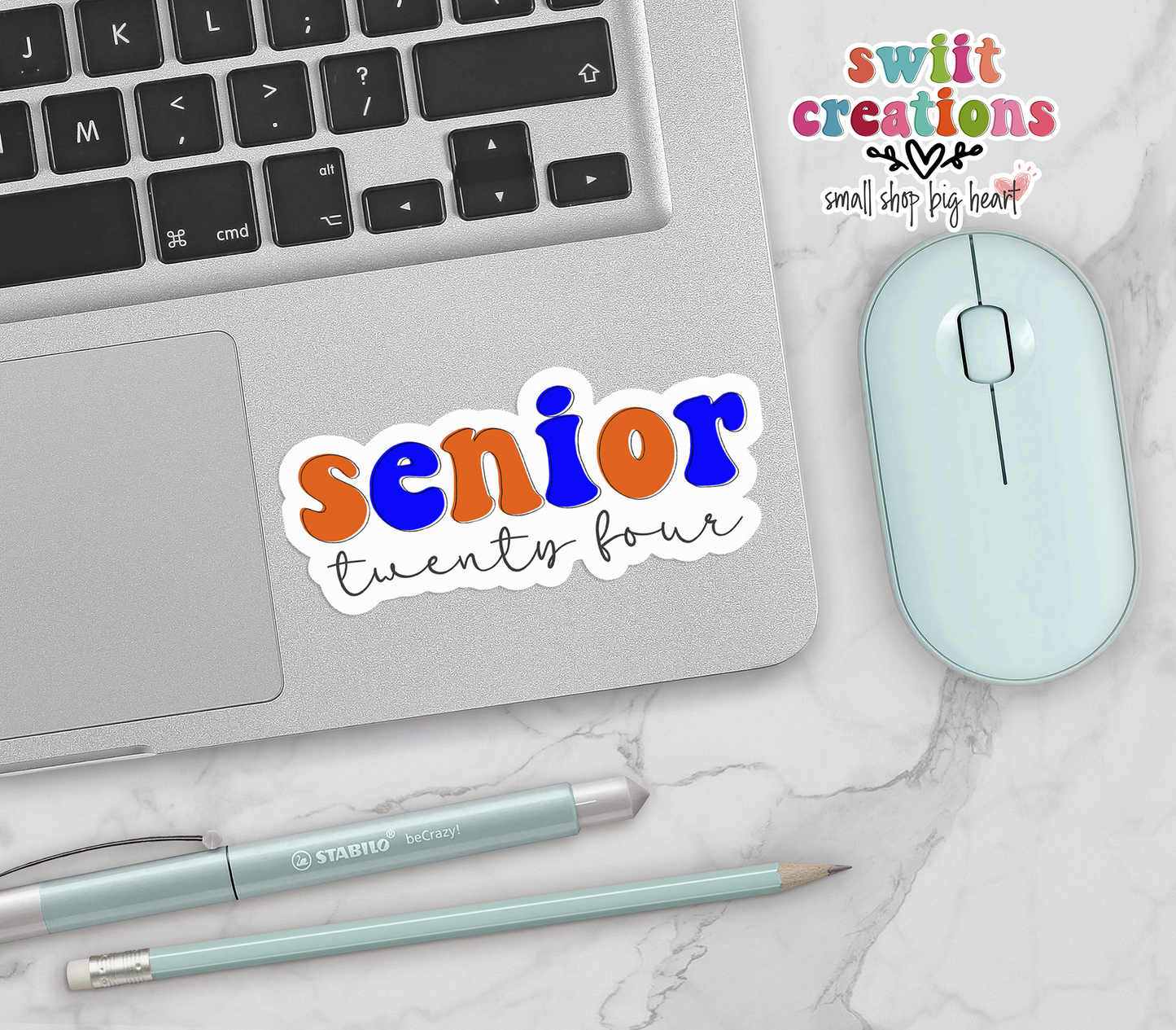Senior 24 Waterproof Sticker Orange and Blue (SS733) | SCD733