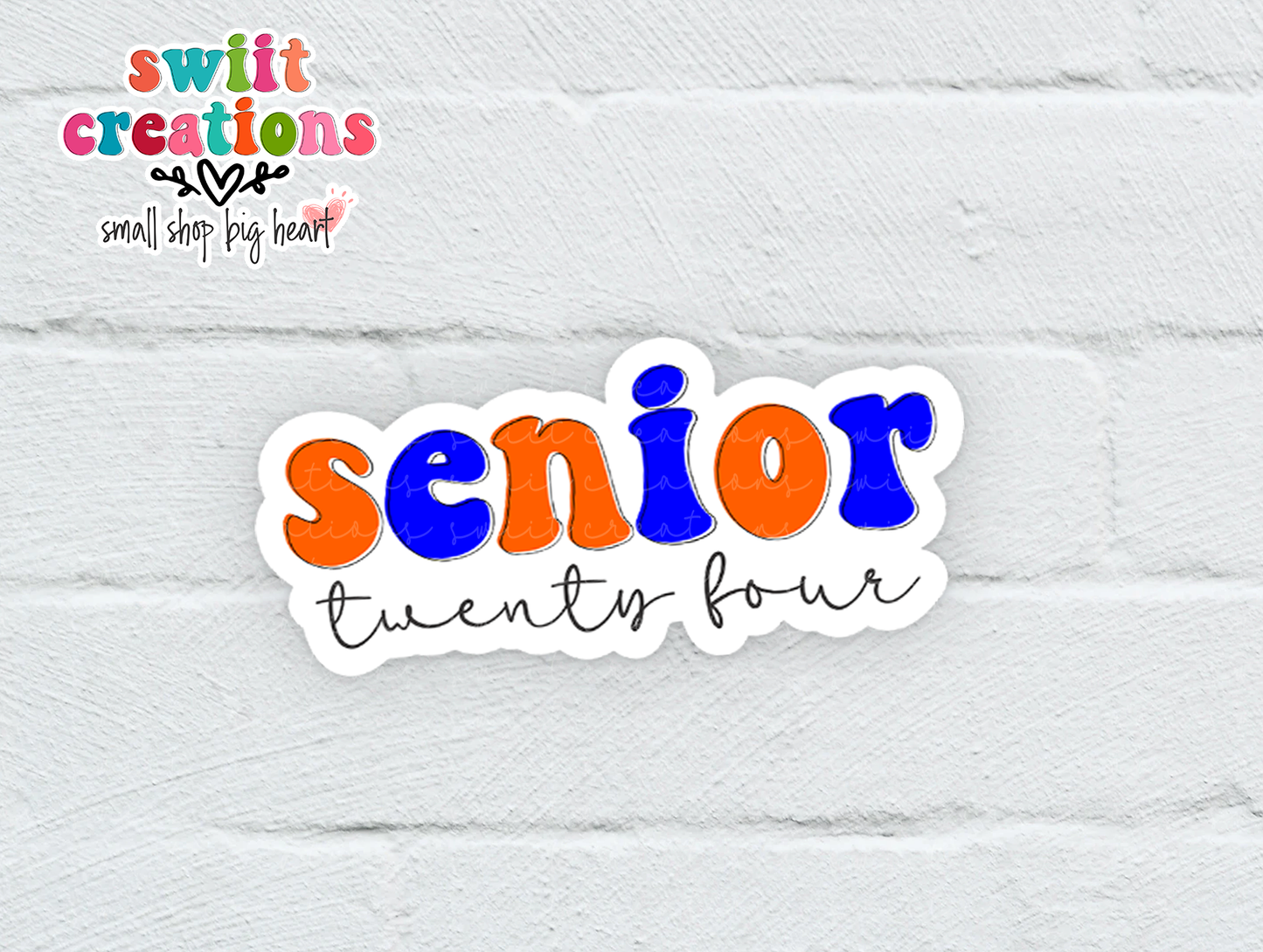 Senior 24 Waterproof Sticker Orange and Blue (SS733) | SCD733