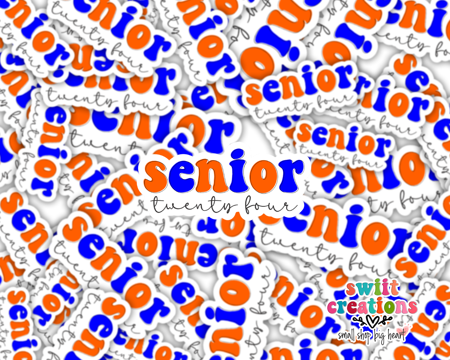 Senior 24 Waterproof Sticker Orange and Blue (SS733) | SCD733