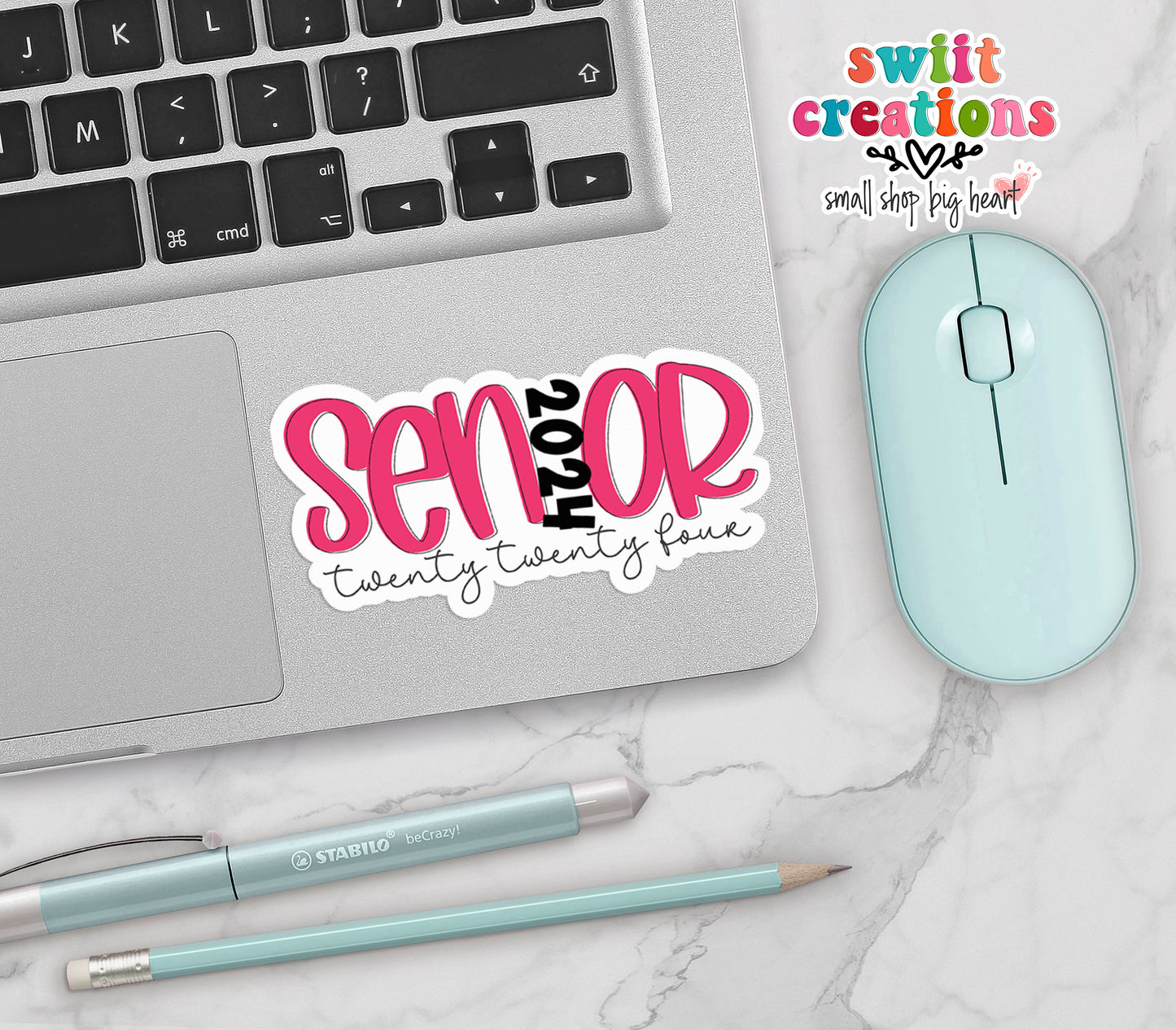 Senior 2024 Pink Waterproof Sticker SS742