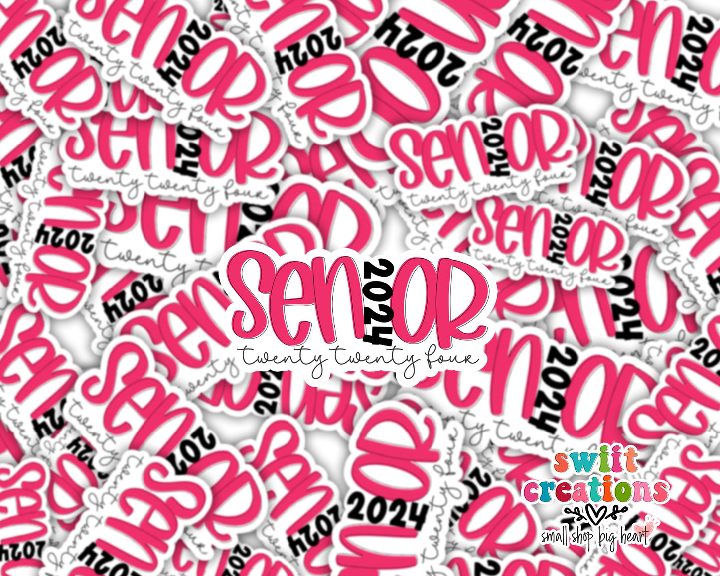 Senior 2024 Pink Waterproof Sticker SS742